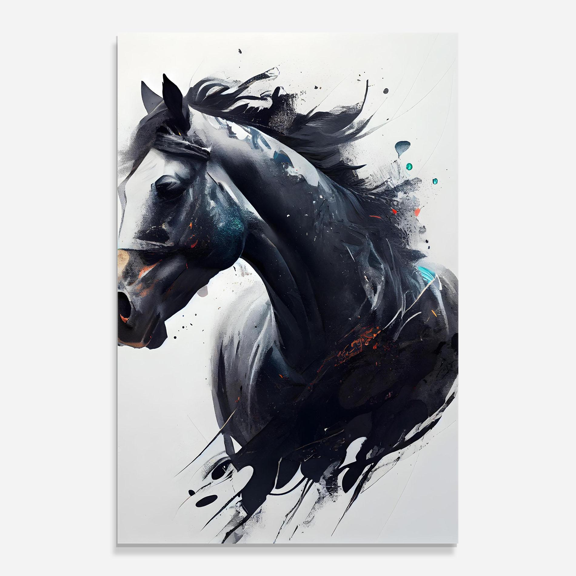 Üvegkép Black Paint Horse mockup 0