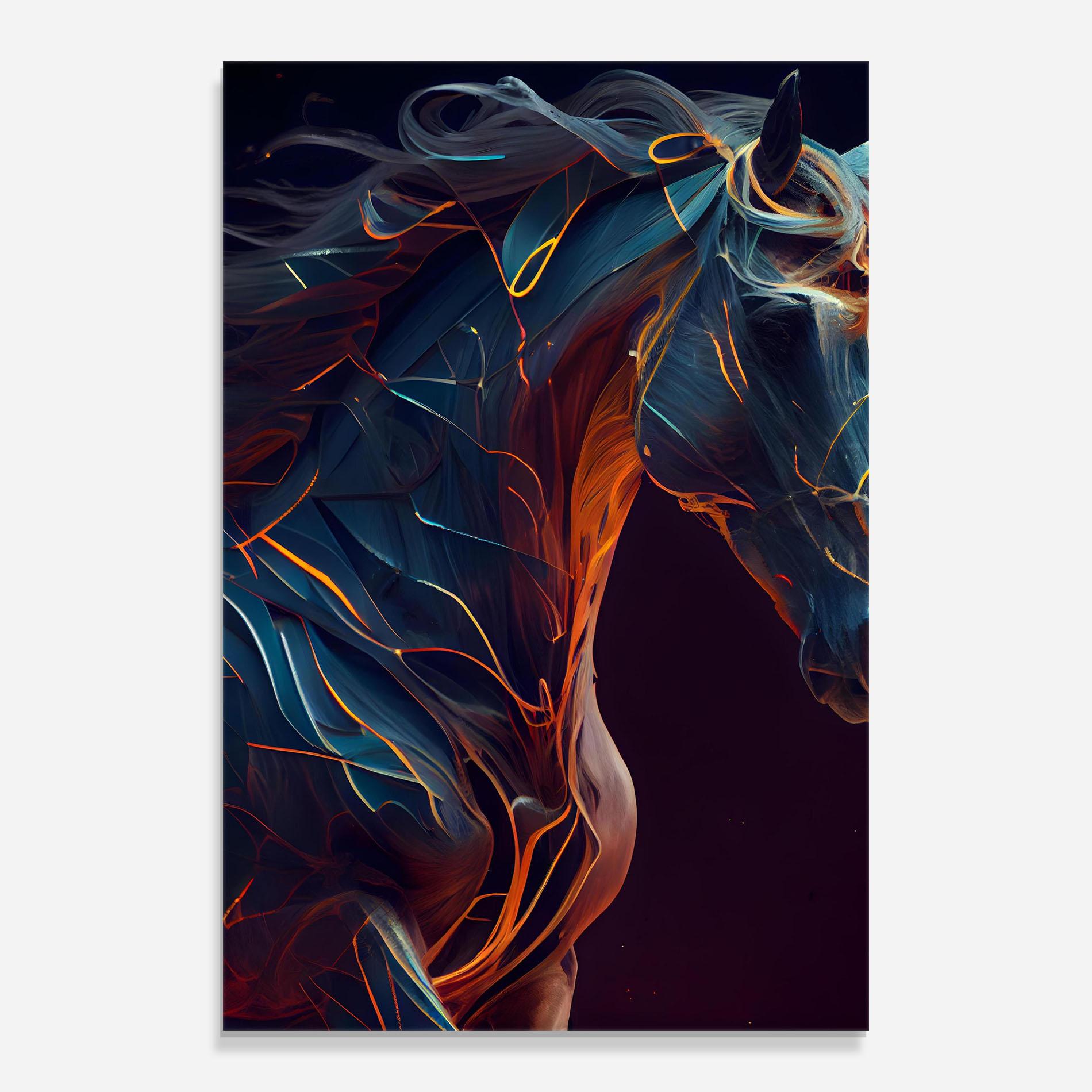 Üvegkép Fire Lines Horse mockup 0