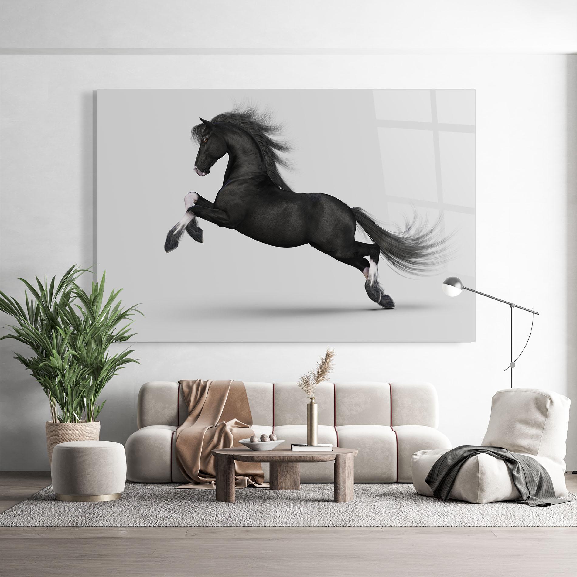 Üvegkép Black Horse Galloping mockup 9
