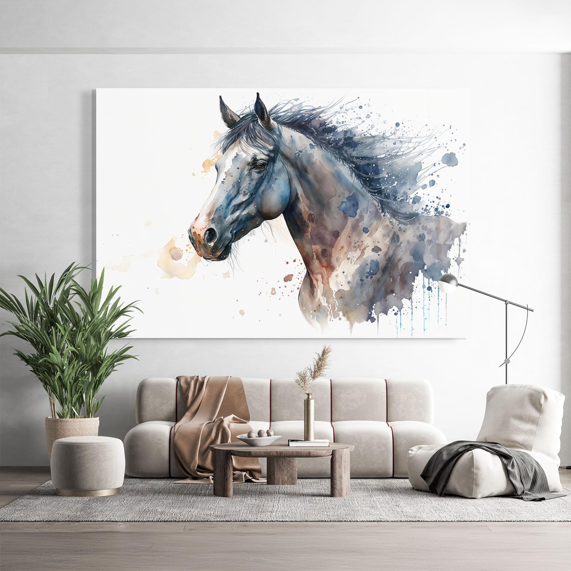 Üvegkép Blue Horse Painting mockup 9