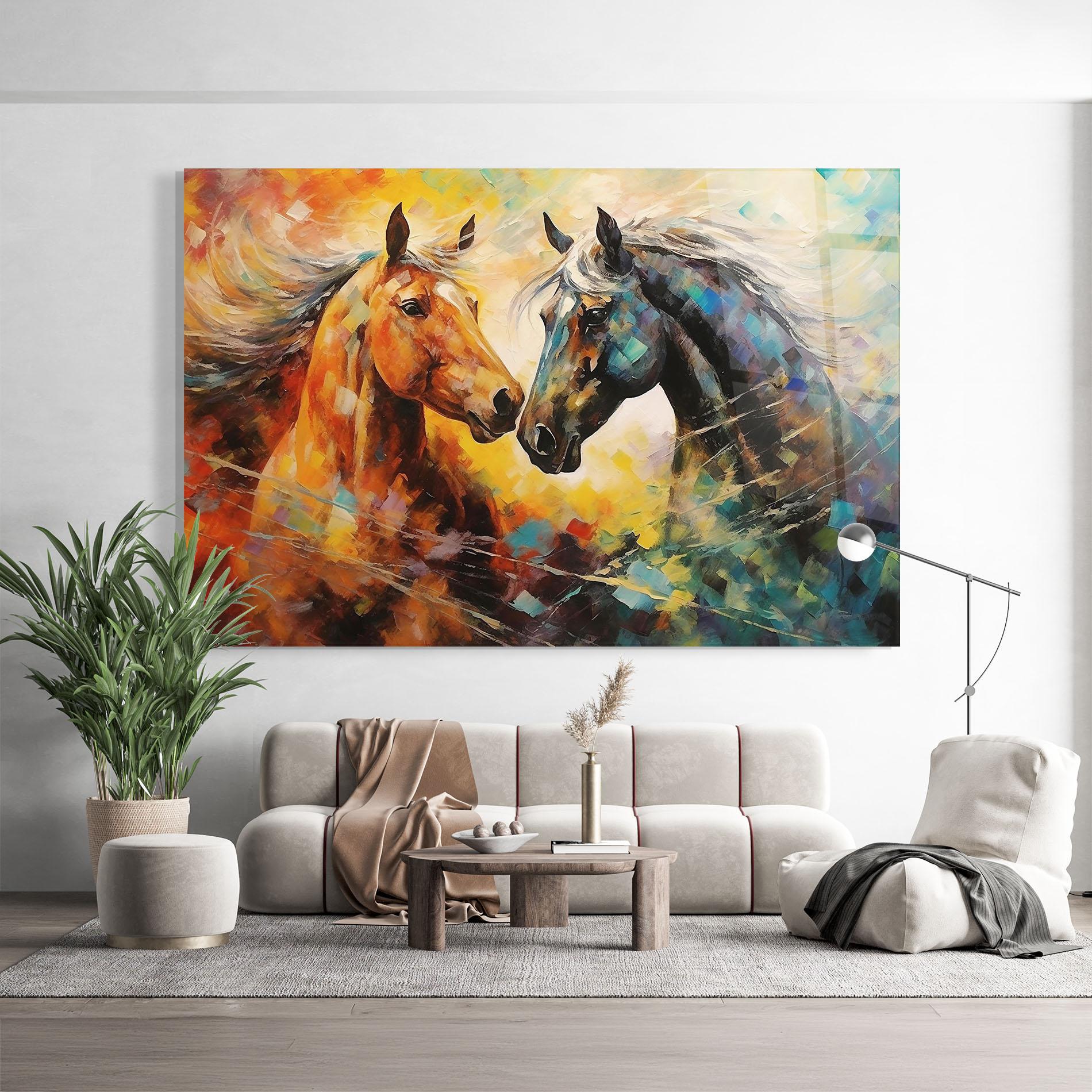Üvegkép Brown Black Horses mockup 9