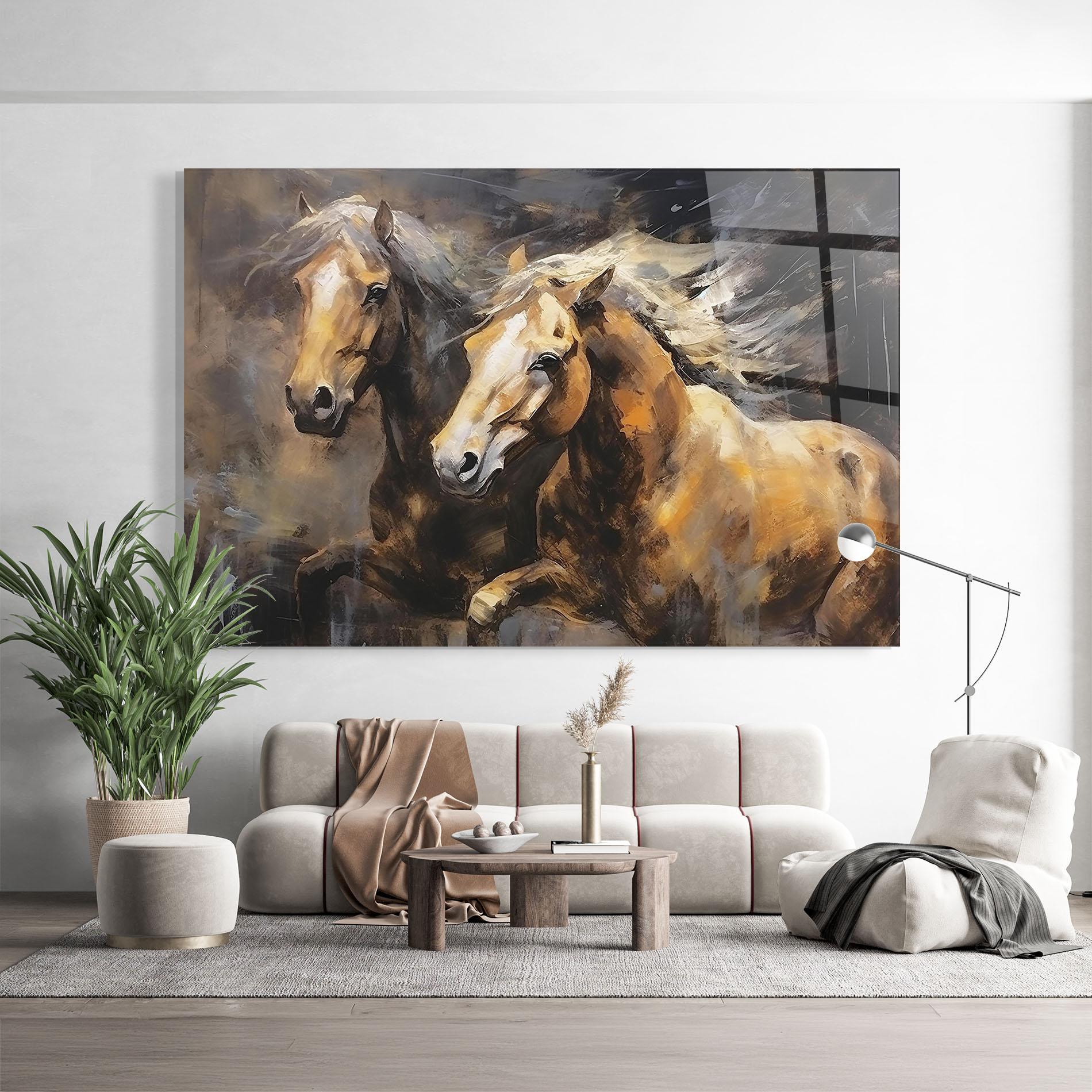 Üvegkép Brown Horses Running mockup 9