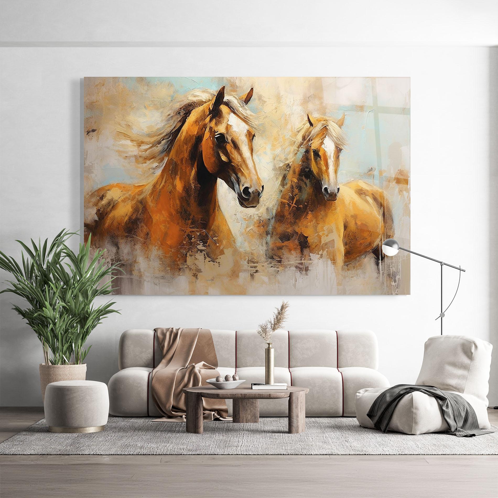 Üvegkép Brown Horses Staying mockup 9