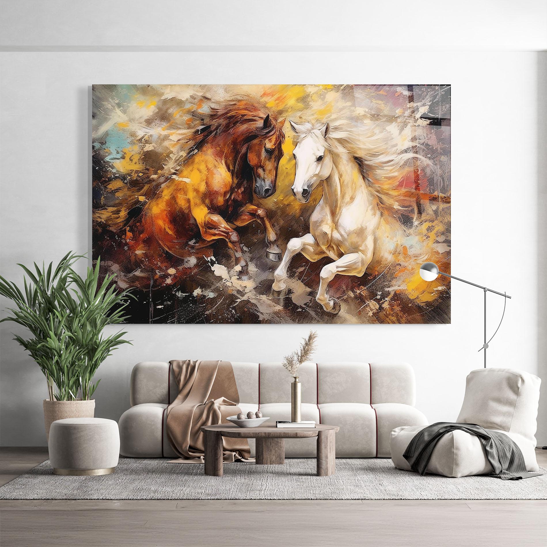 Üvegkép Brown White Horses mockup 9