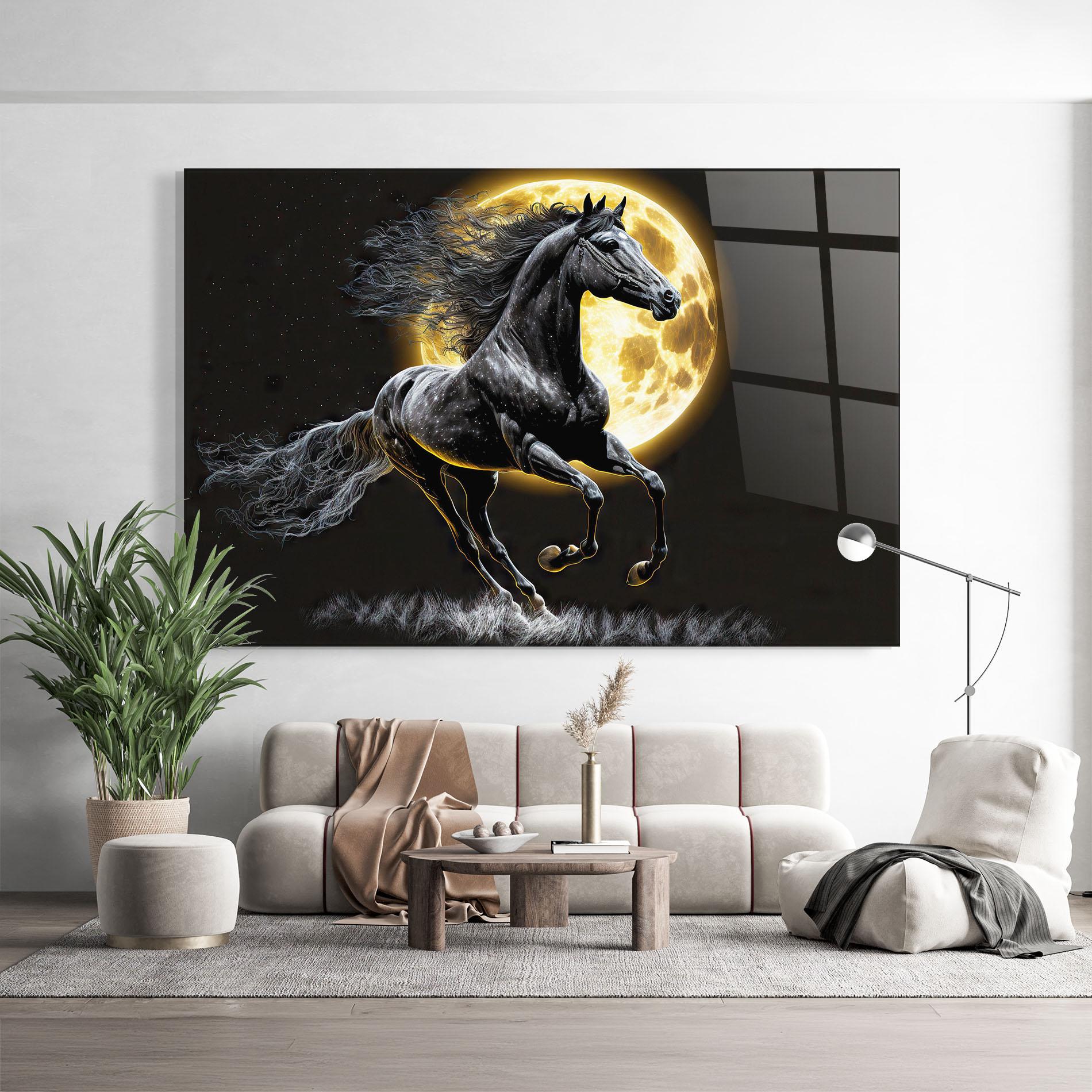 Üvegkép Gold Moon Horse mockup 9