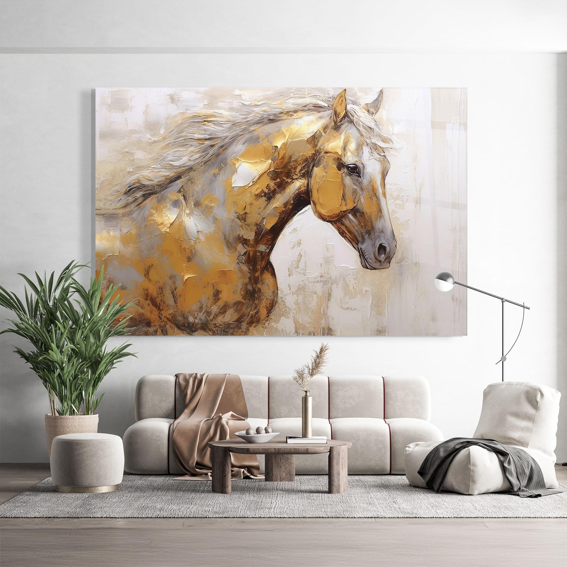 Üvegkép Gold Texture Horse mockup 9