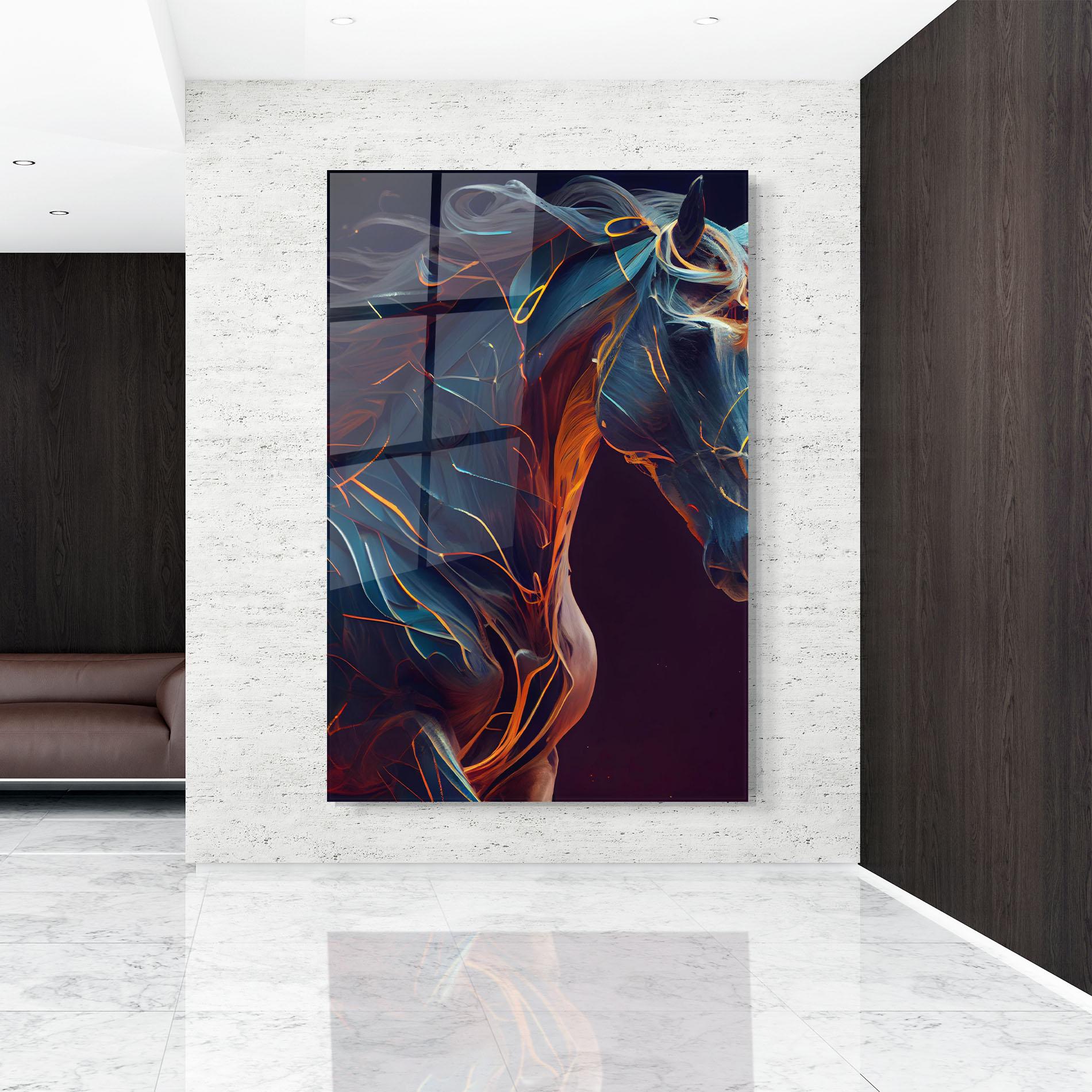 Üvegkép Fire Lines Horse mockup 9