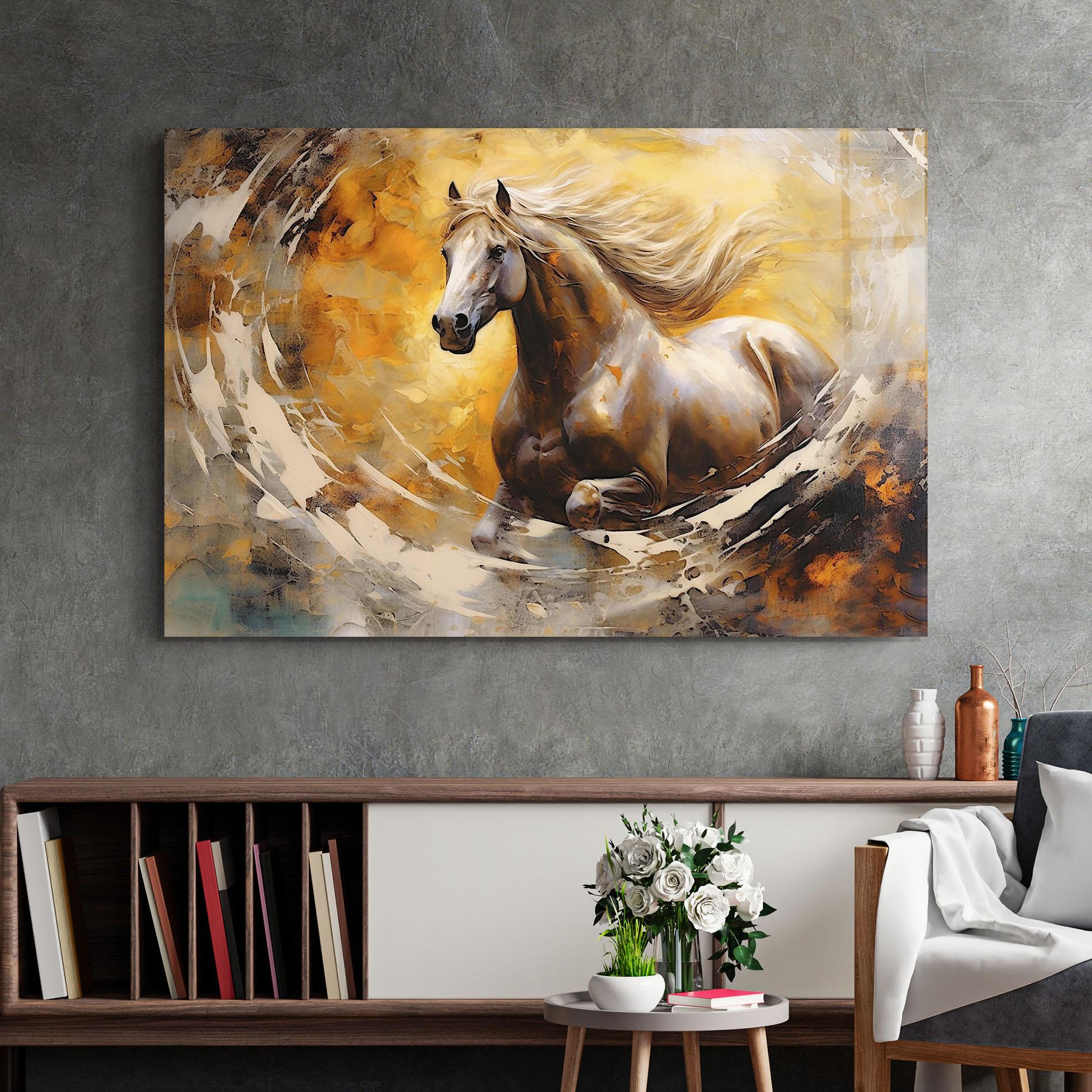 Üvegkép Beautiful Horse Running mockup 2