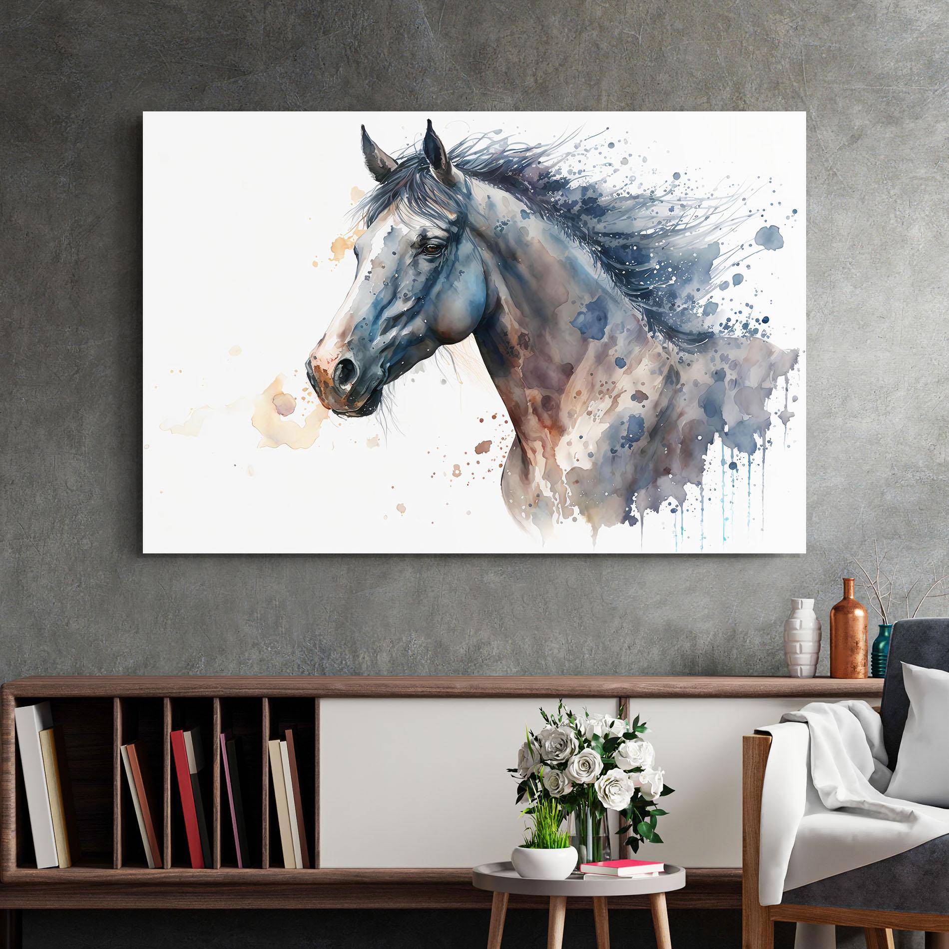 Üvegkép Blue Horse Painting mockup 2