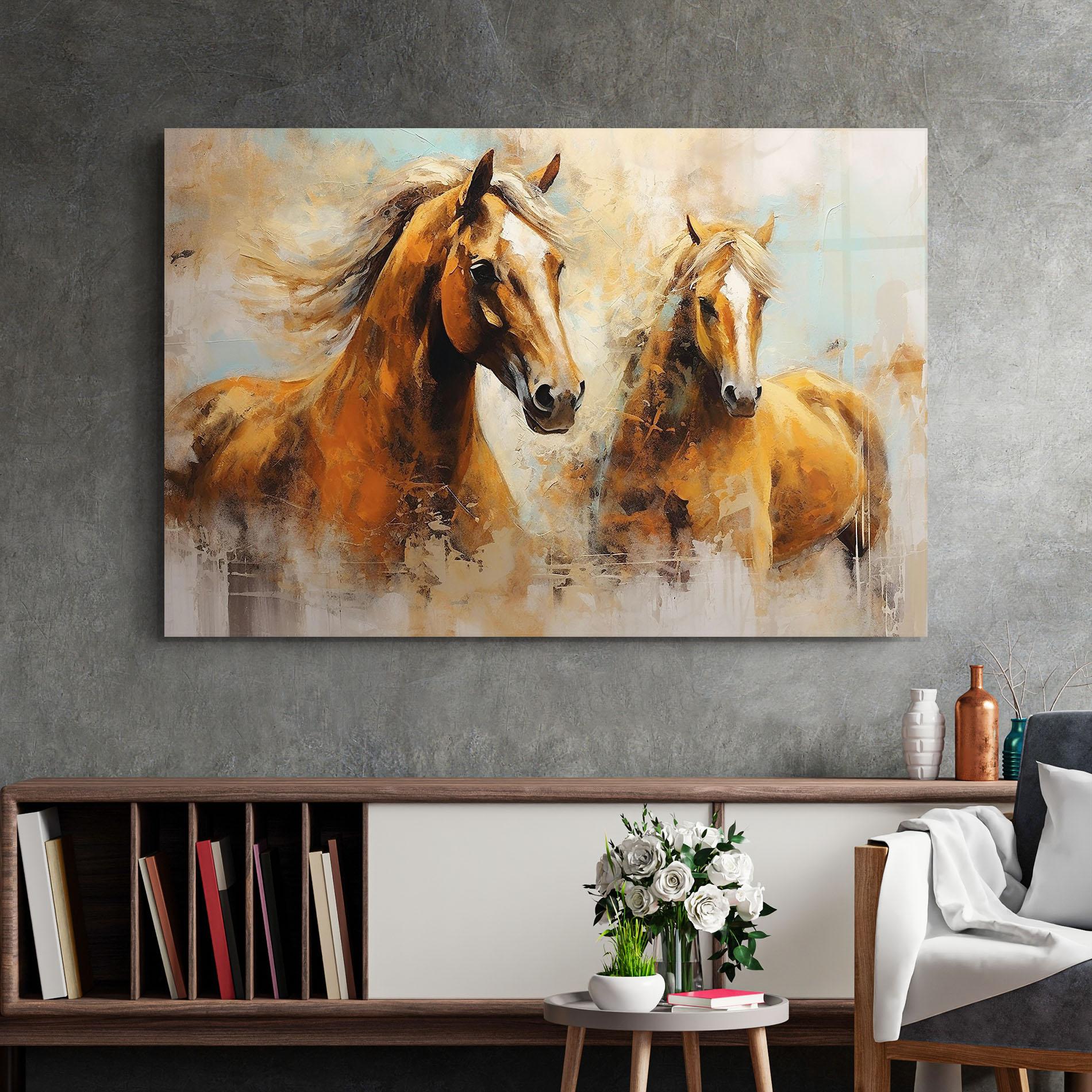 Üvegkép Brown Horses Staying mockup 2