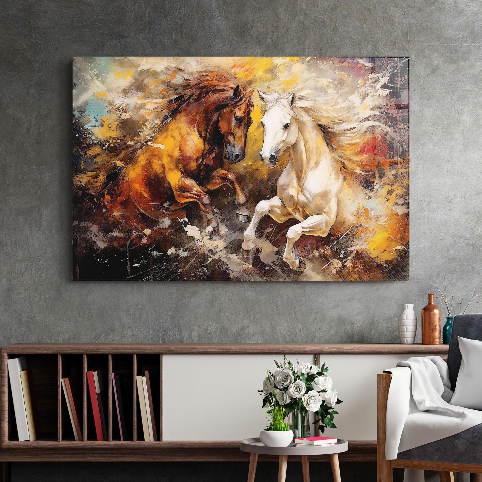 Üvegkép Brown White Horses mockup 2