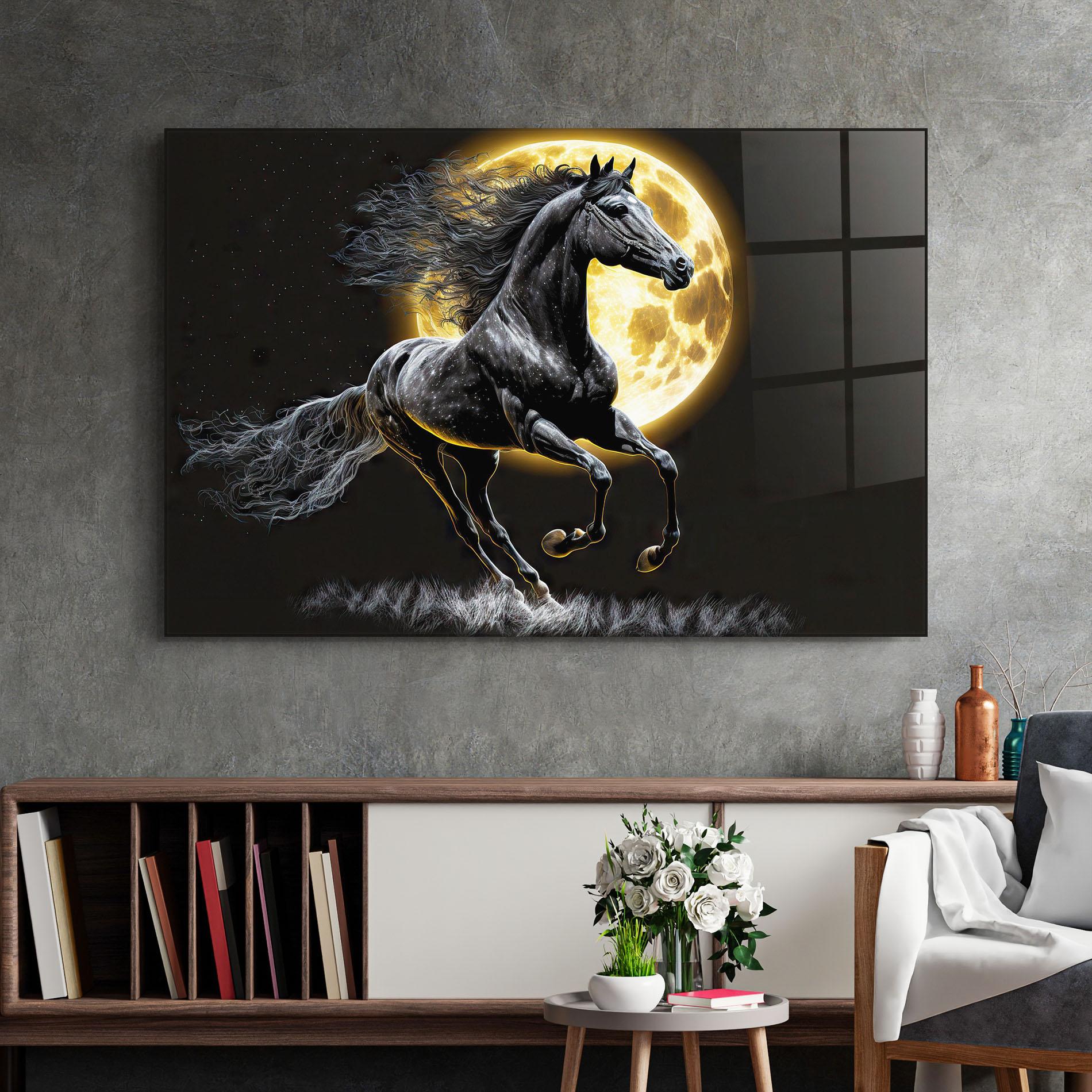 Üvegkép Gold Moon Horse mockup 2