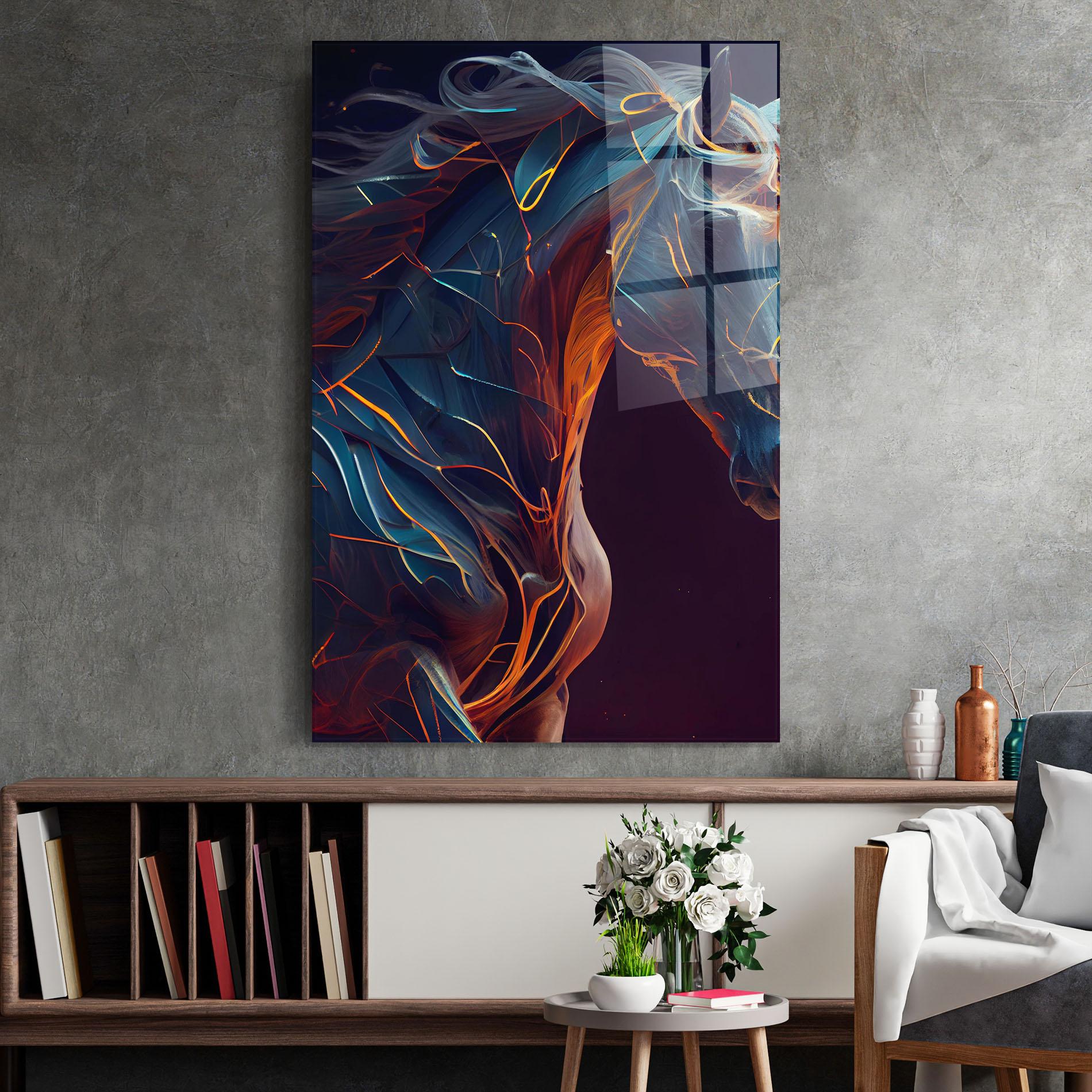 Üvegkép Fire Lines Horse mockup 2