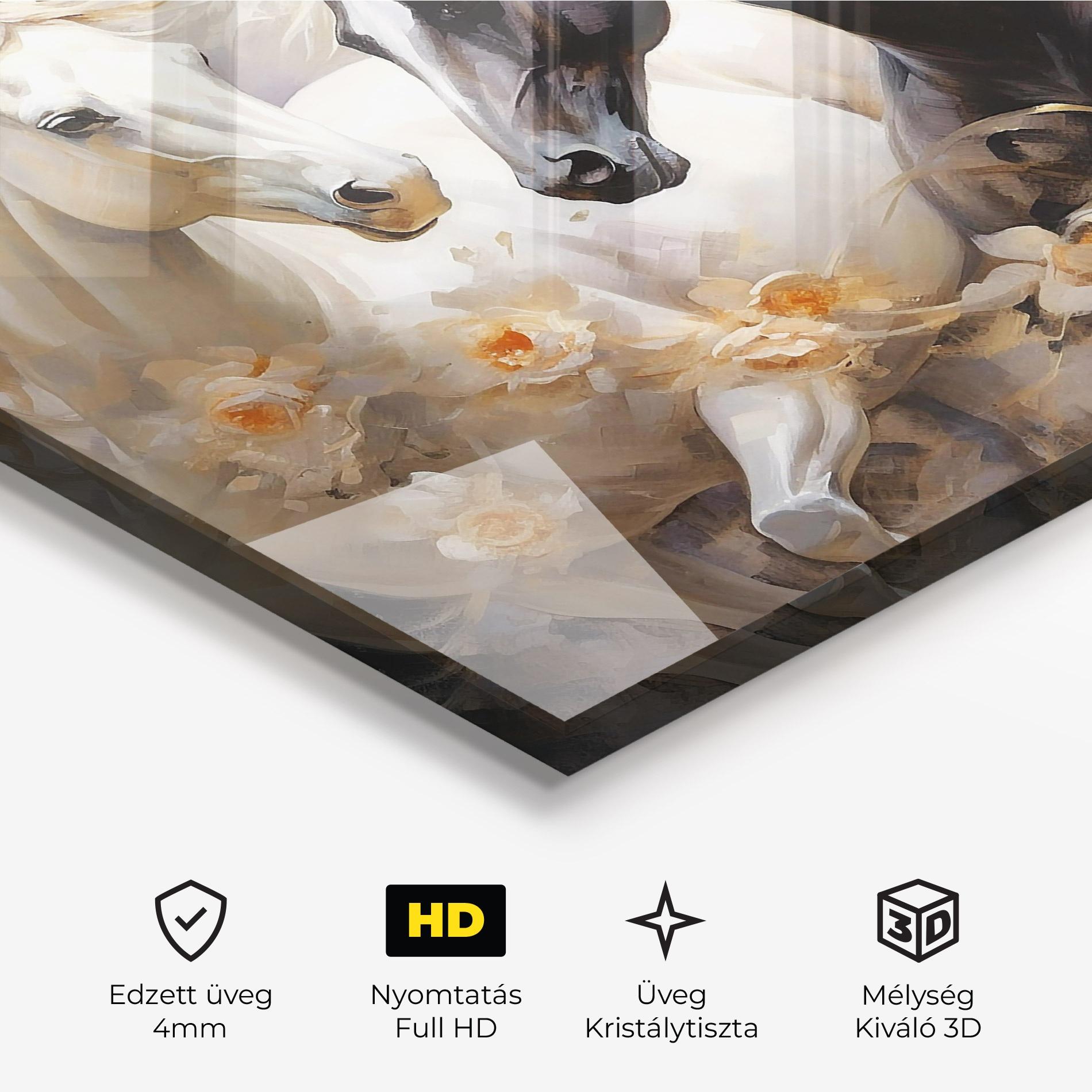 Üvegkép Black And White Horses mockup 3