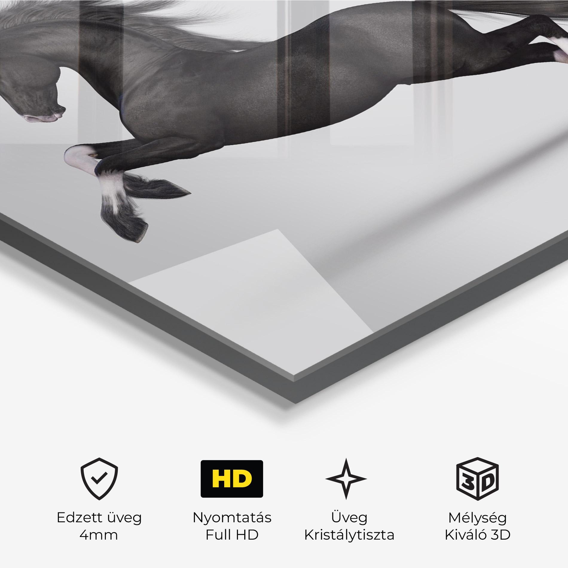 Üvegkép Black Horse Galloping mockup 3