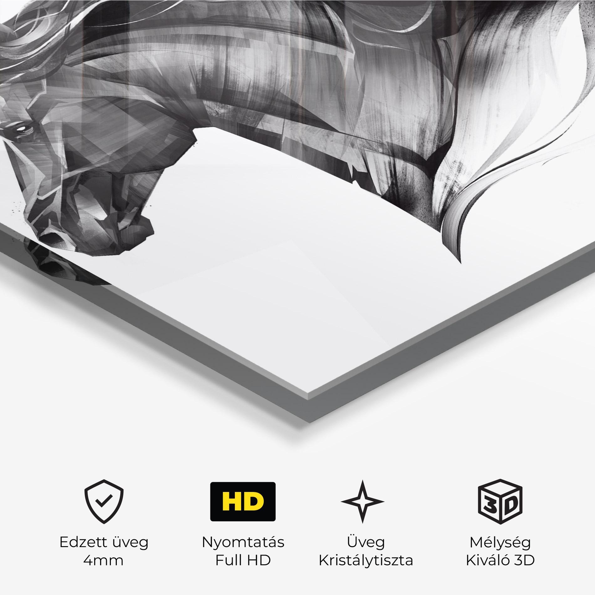 Üvegkép Black Portrait Horse mockup 3