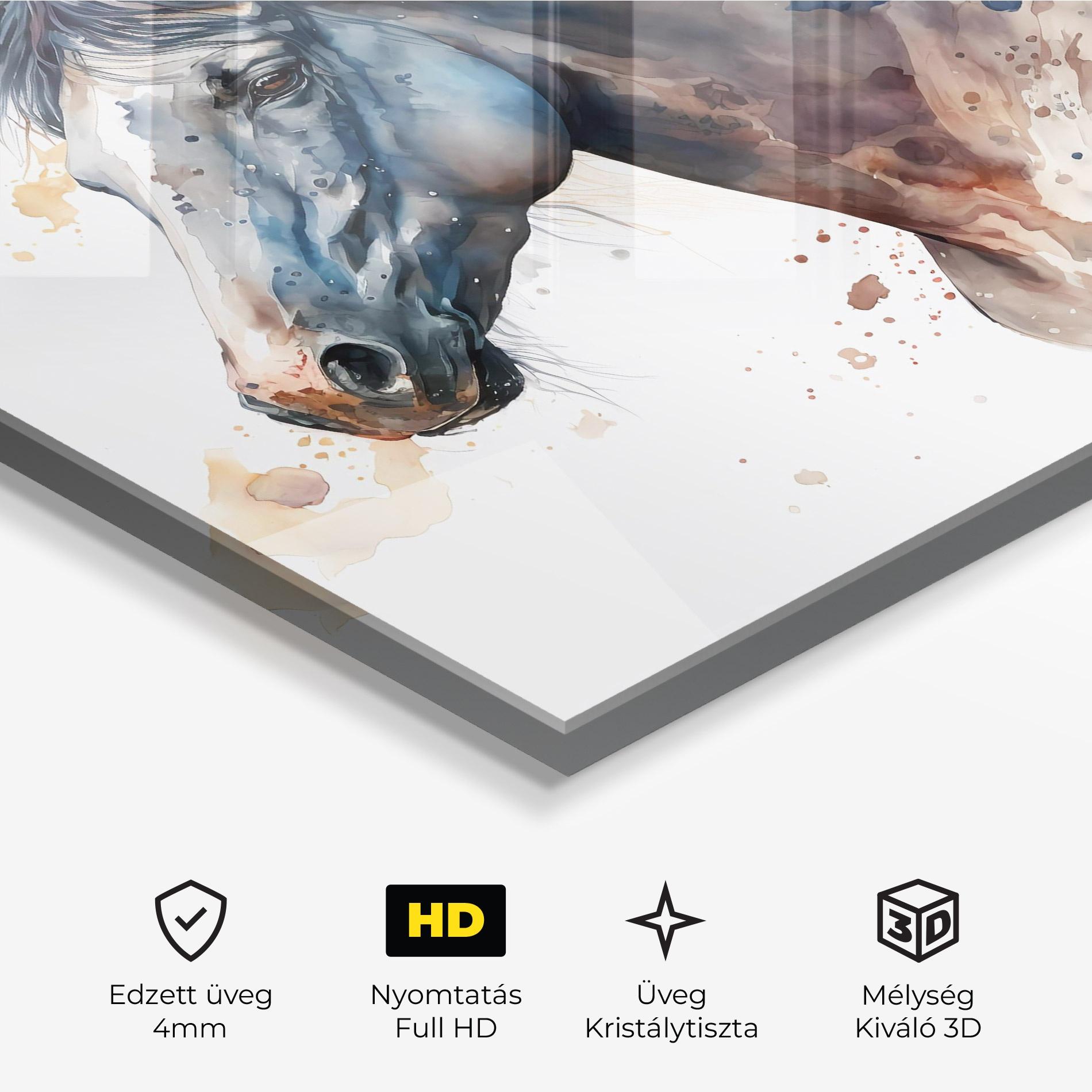 Üvegkép Blue Horse Painting mockup 3