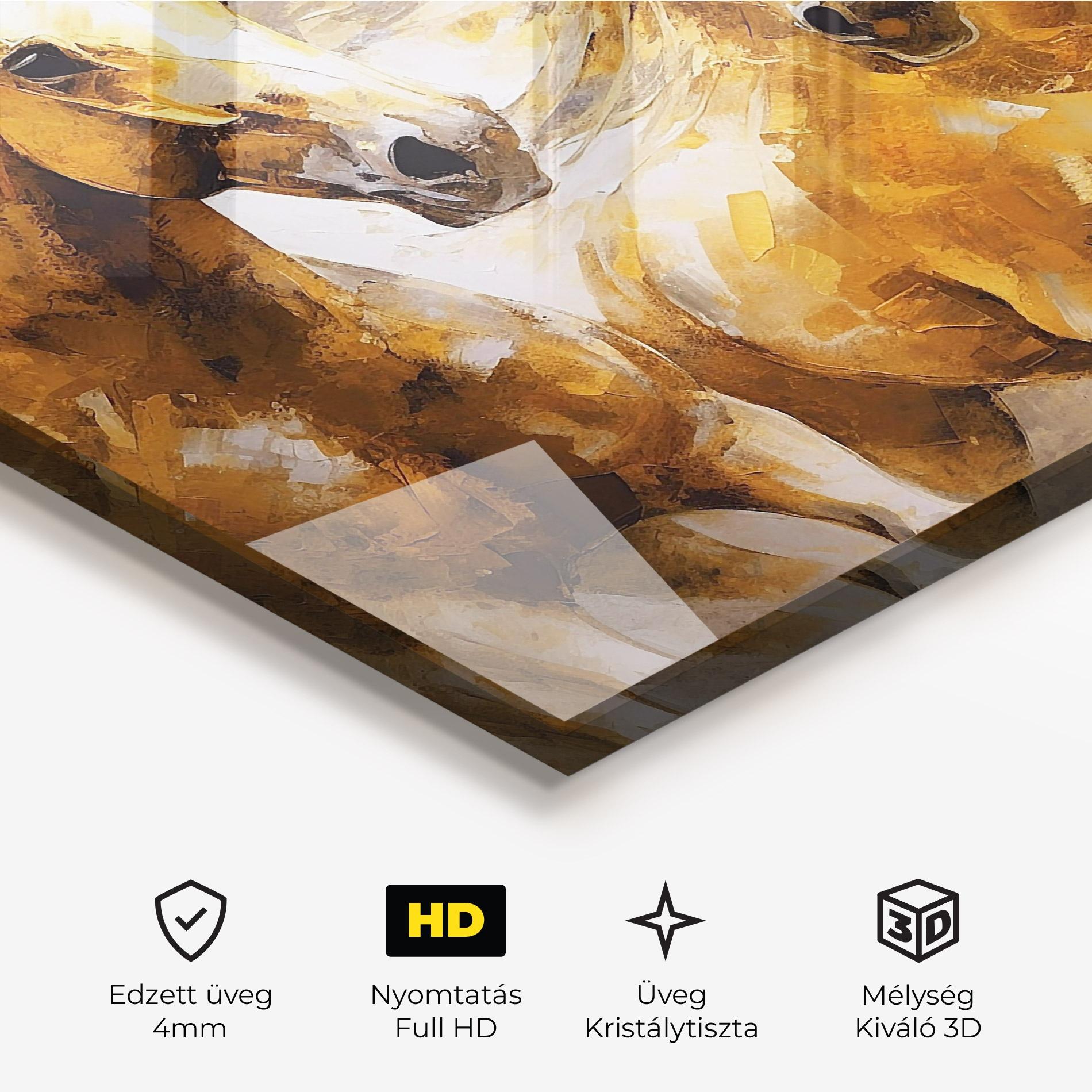 Üvegkép Golden Brown Horses mockup 3