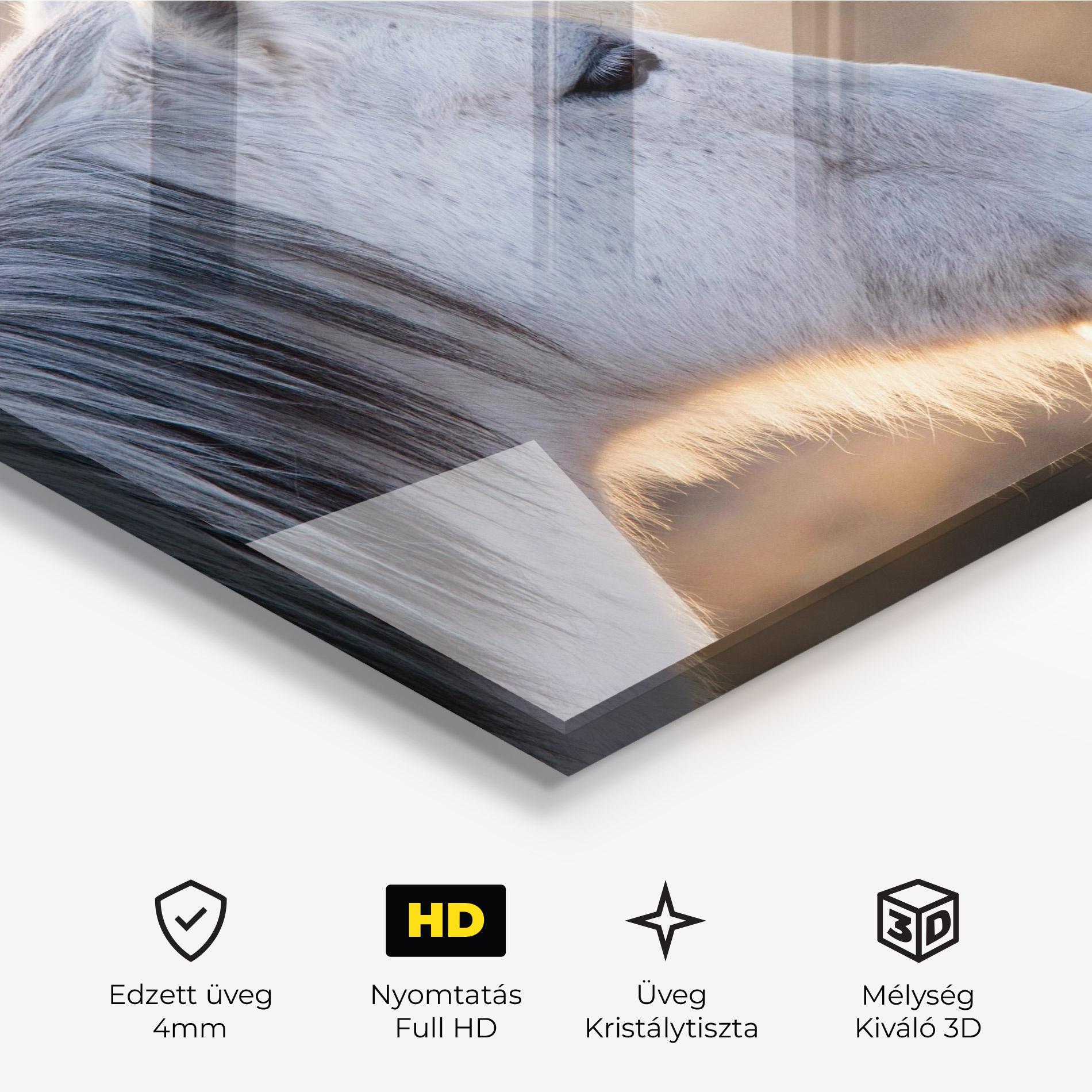 Üvegkép Light Gray Horse Looking mockup 3