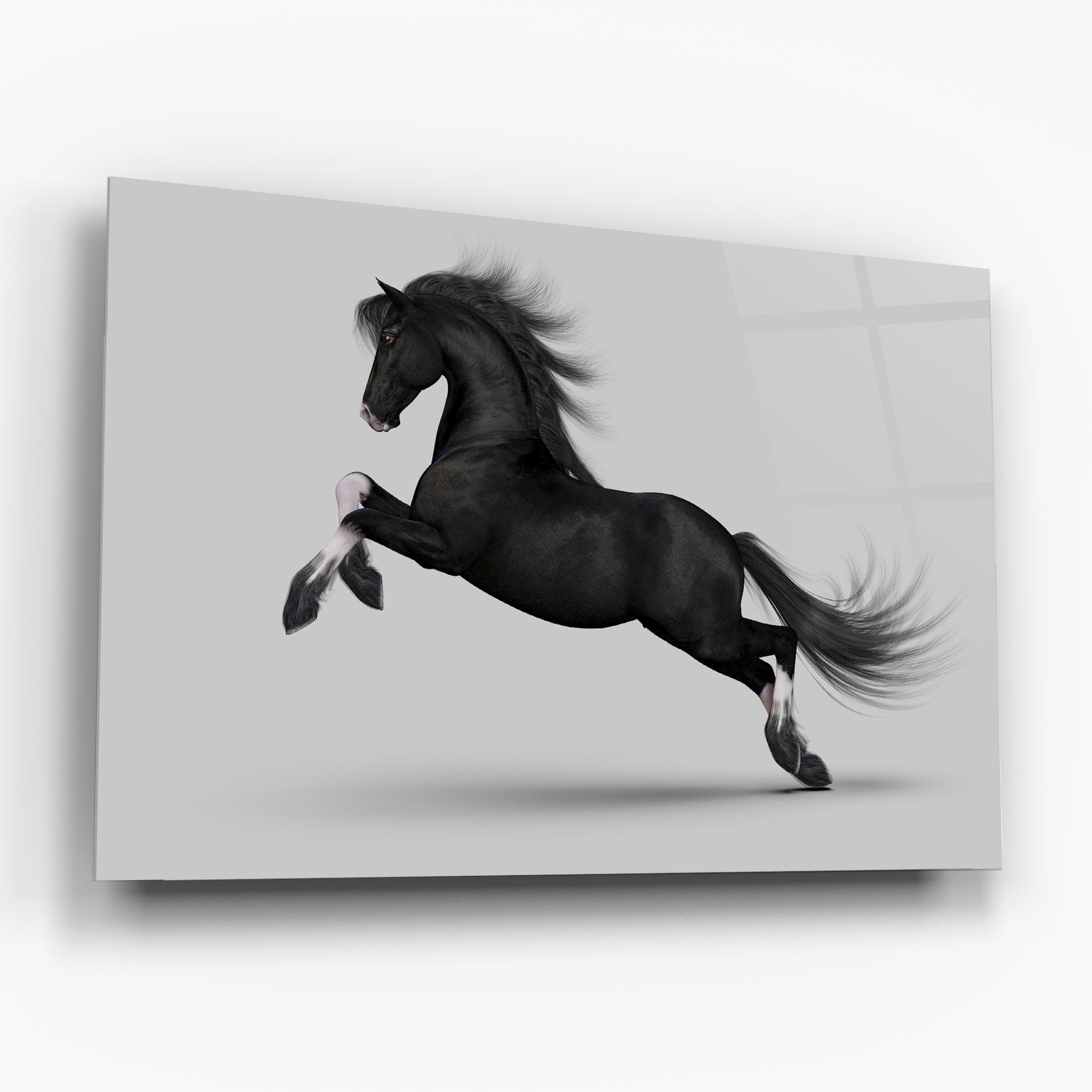 Üvegkép Black Horse Galloping mockup 6