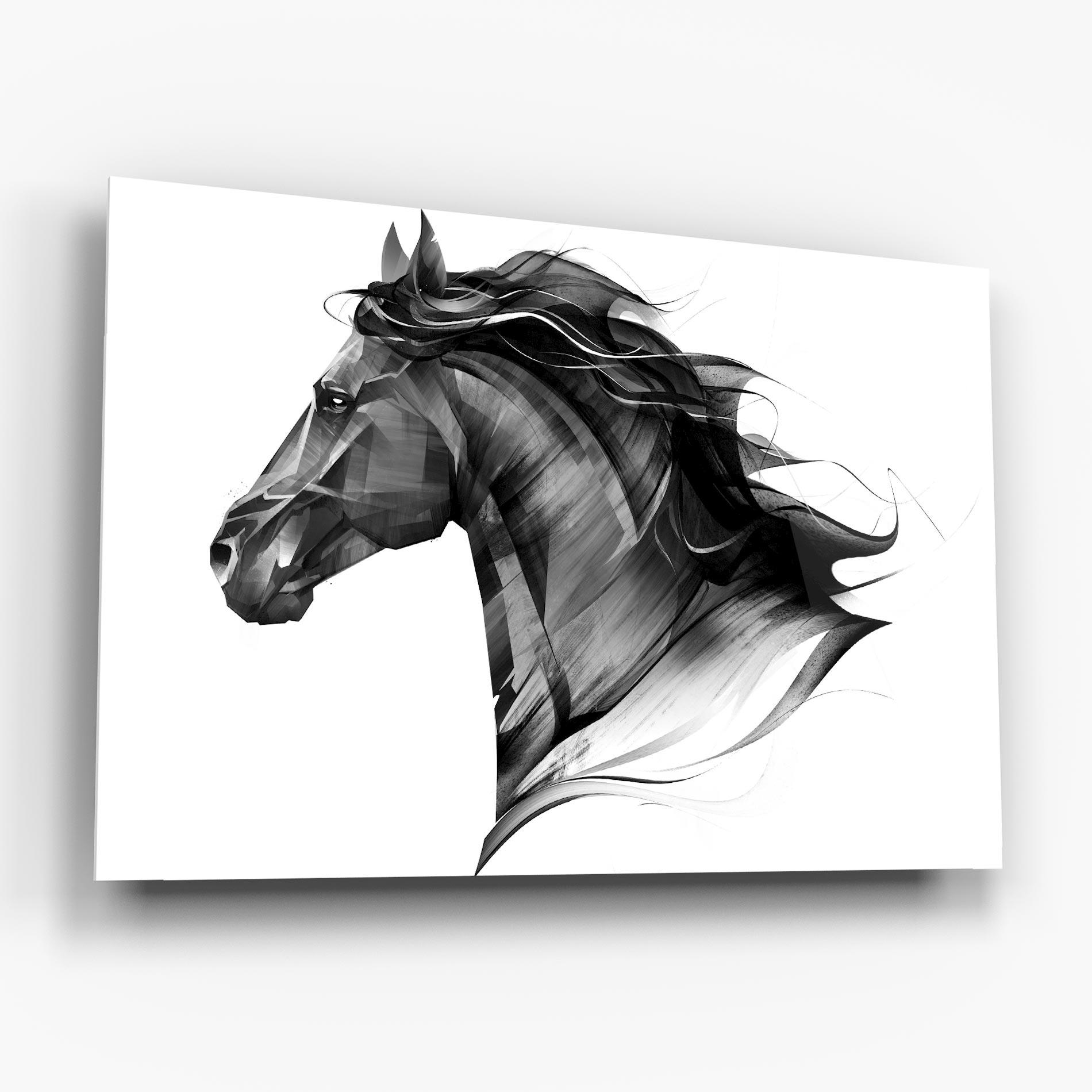 Üvegkép Black Portrait Horse mockup 6