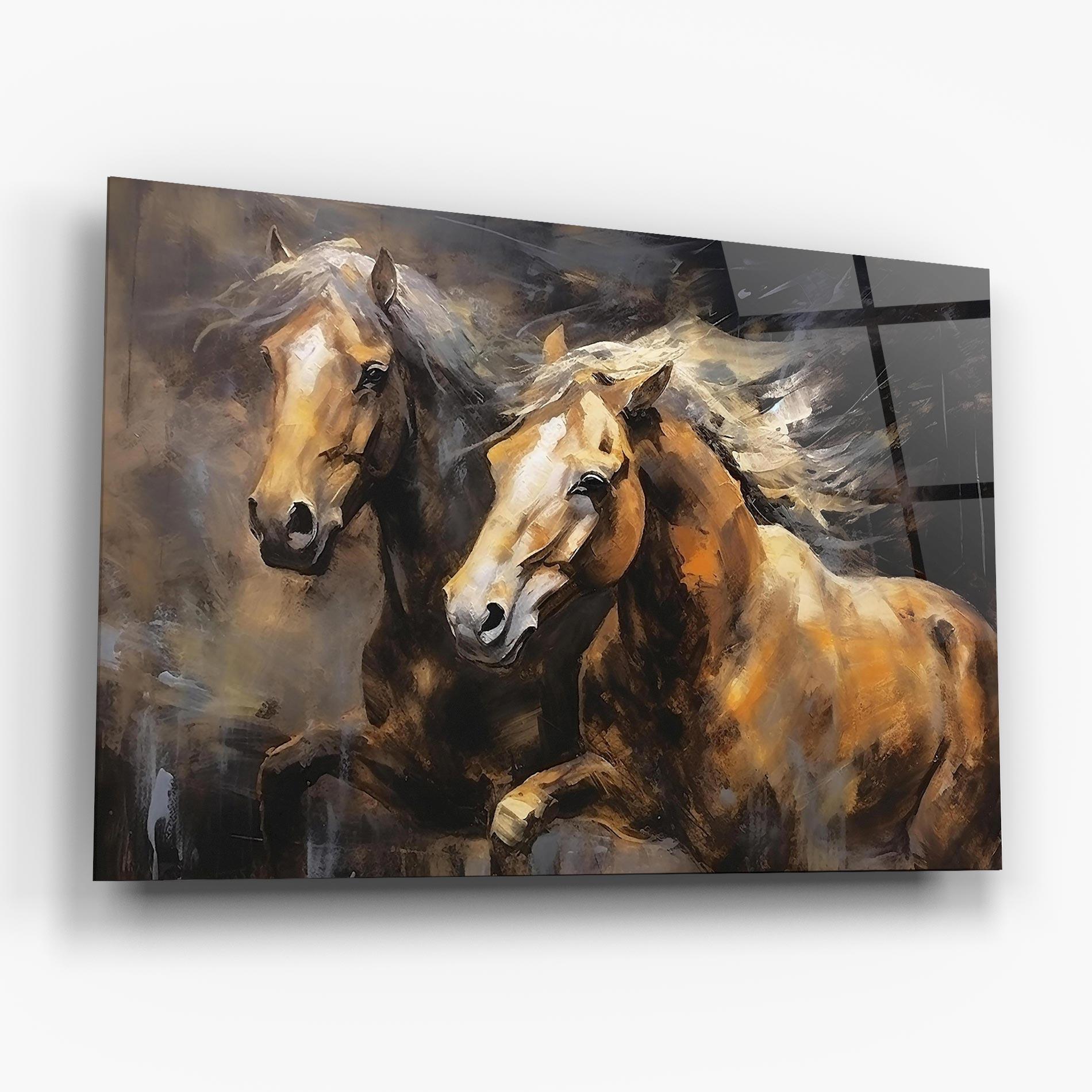 Üvegkép Brown Horses Running mockup 6