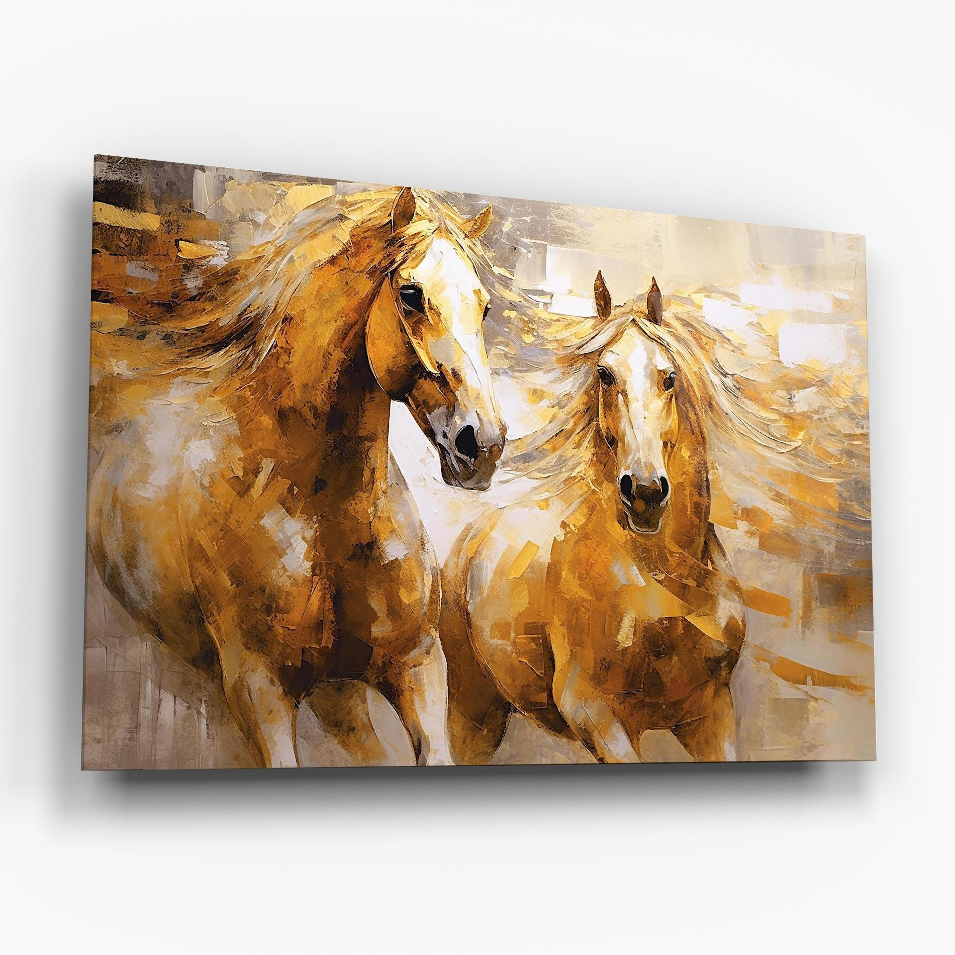 Üvegkép Golden Brown Horses mockup 6