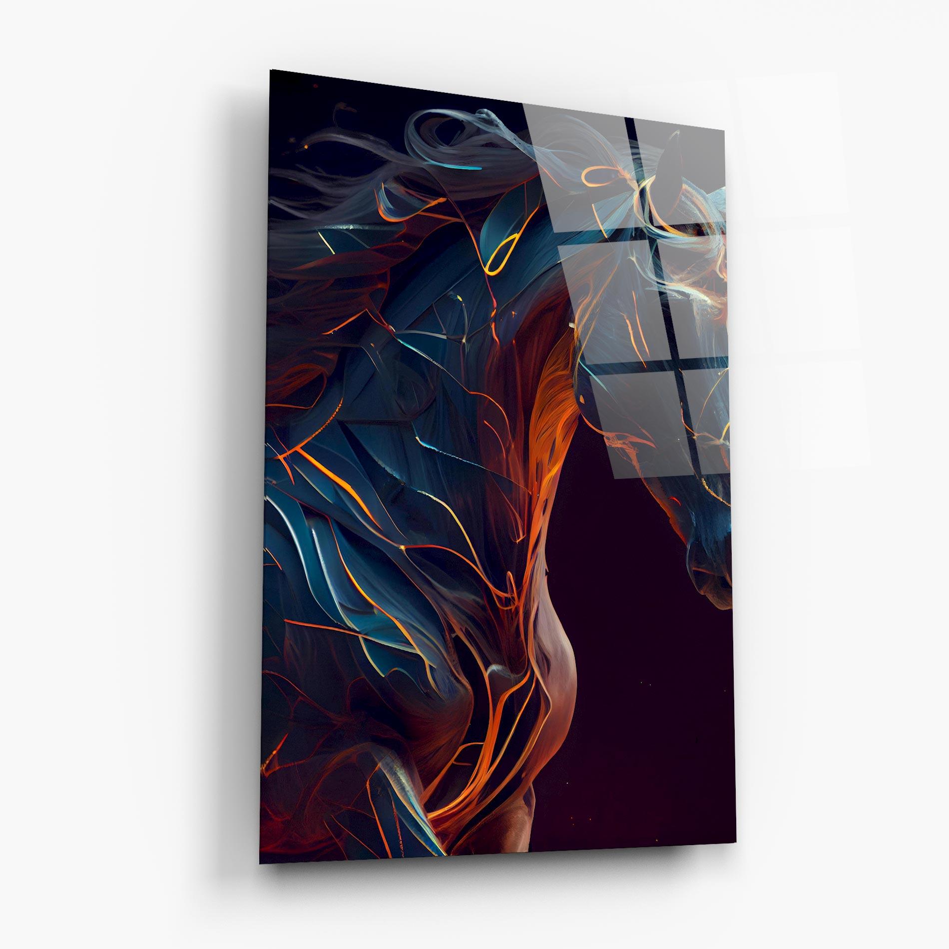 Üvegkép Fire Lines Horse mockup 6
