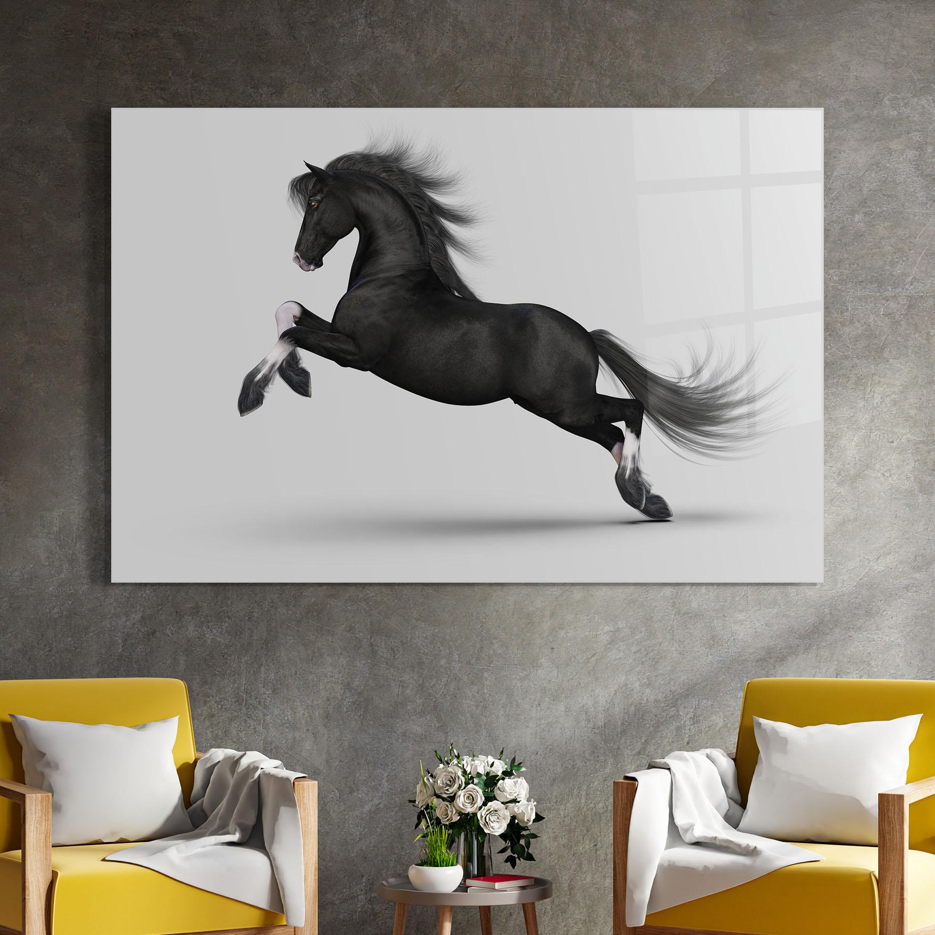 Üvegkép Black Horse Galloping mockup 4