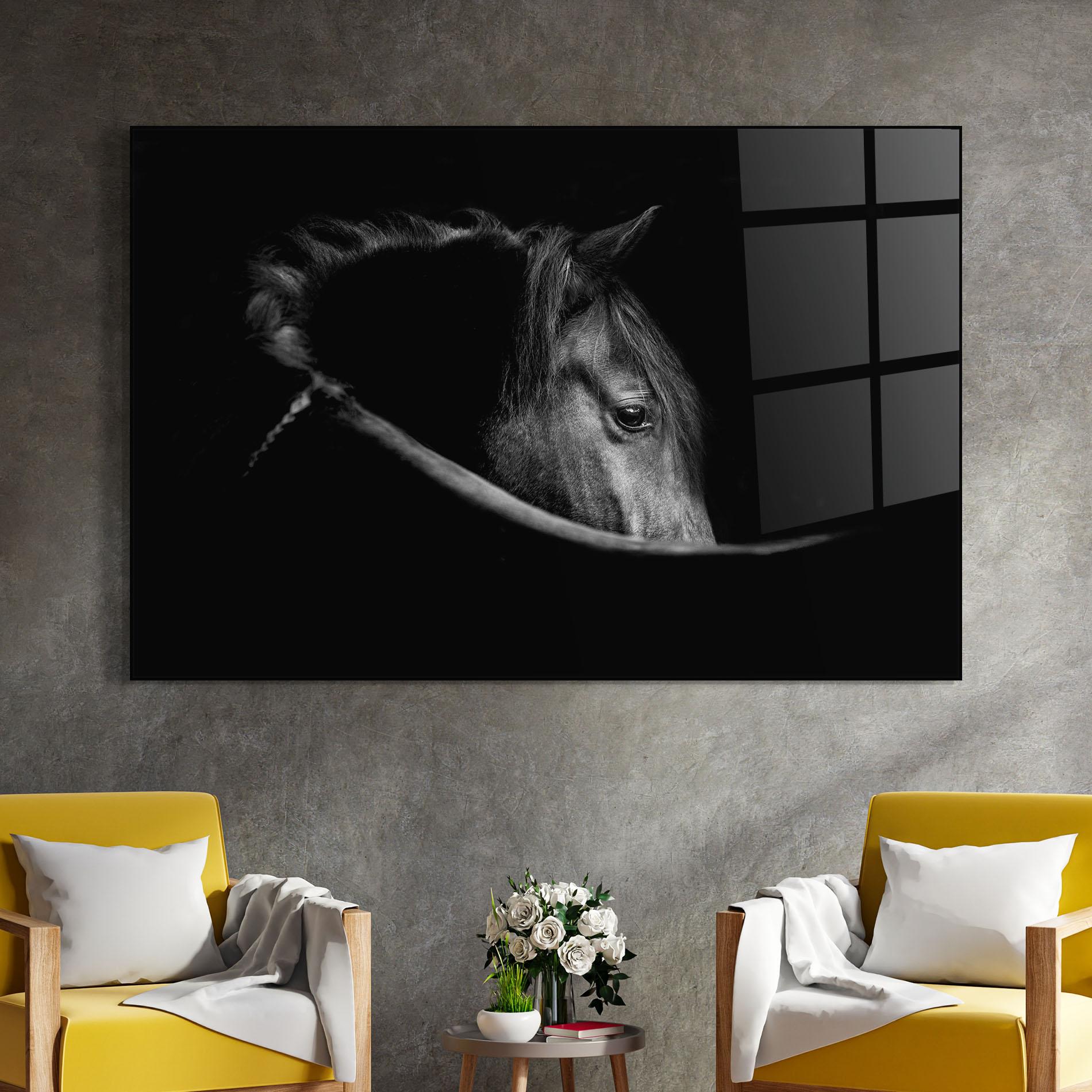Üvegkép Black Horse Looking mockup 4