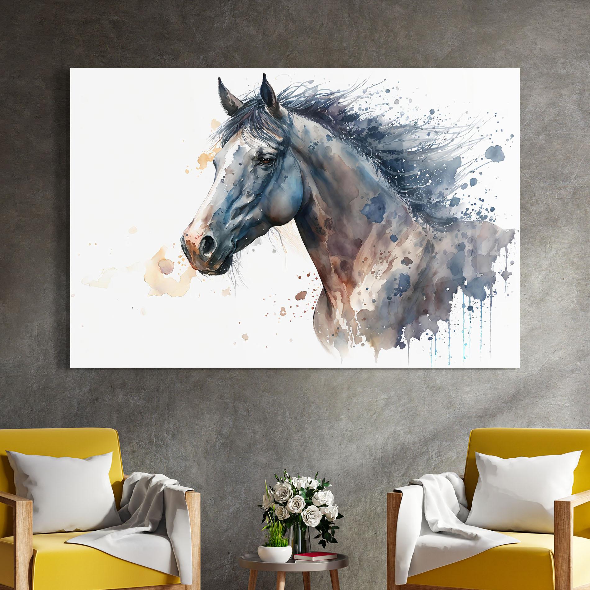 Üvegkép Blue Horse Painting mockup 4