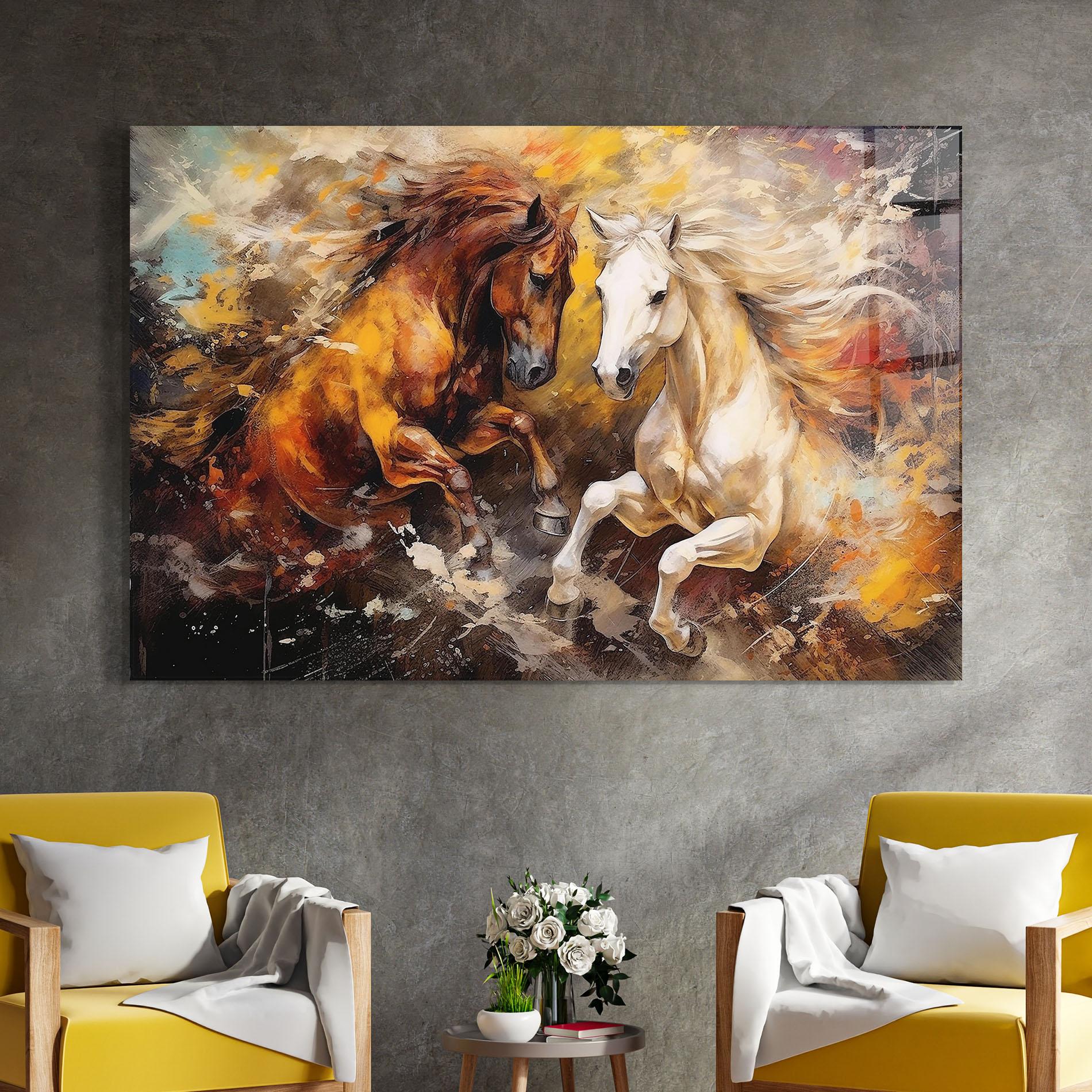 Üvegkép Brown White Horses mockup 4