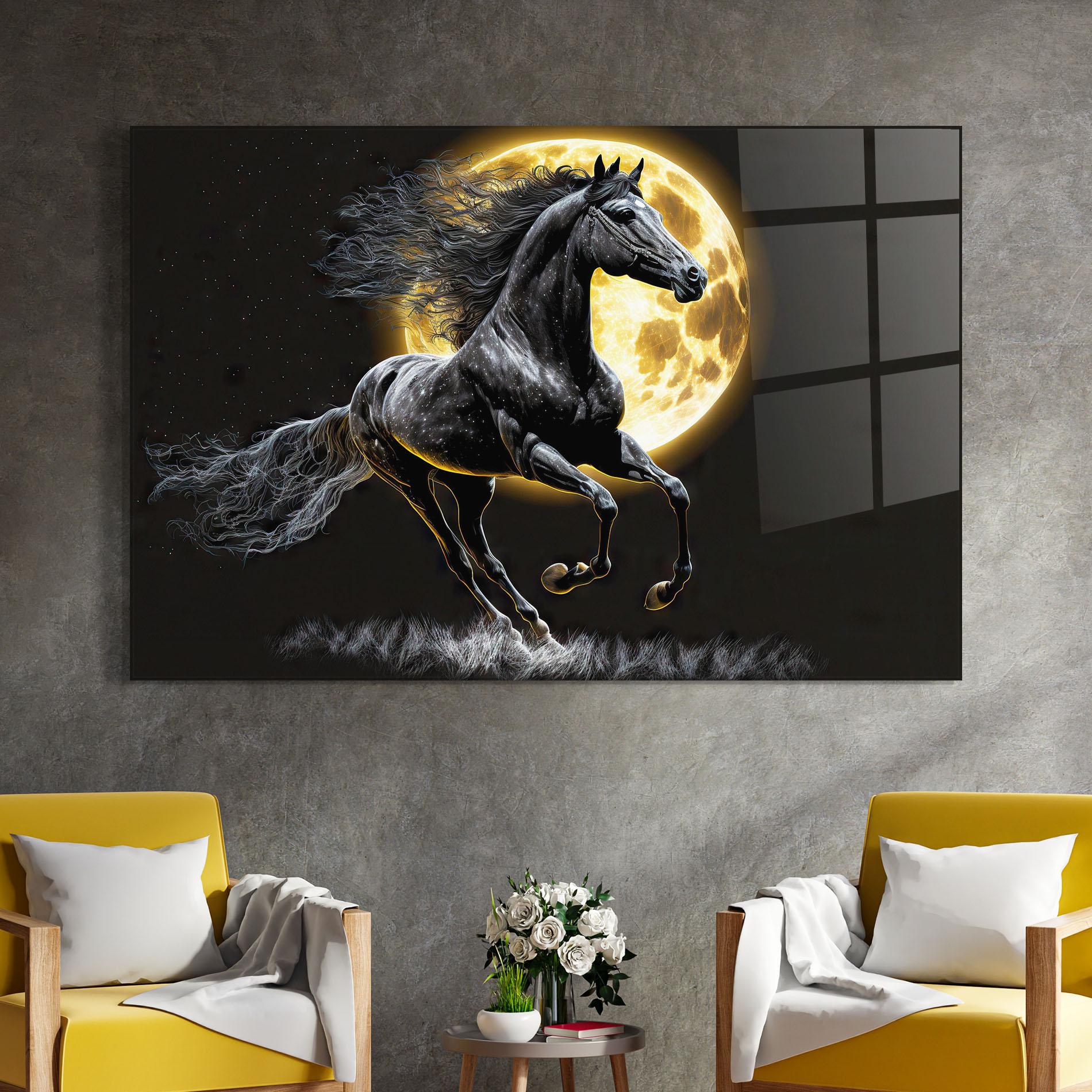 Üvegkép Gold Moon Horse mockup 4