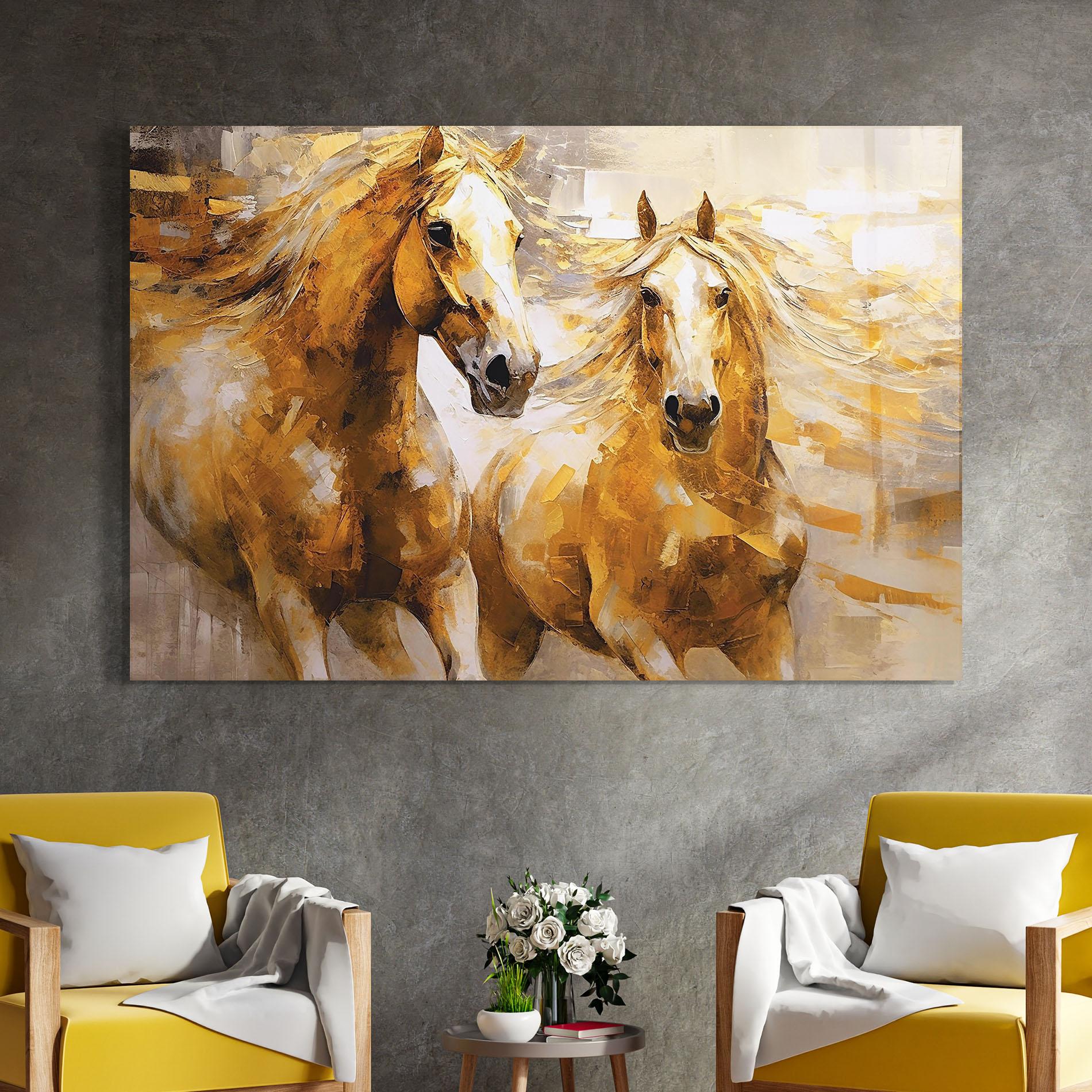Üvegkép Golden Brown Horses mockup 4