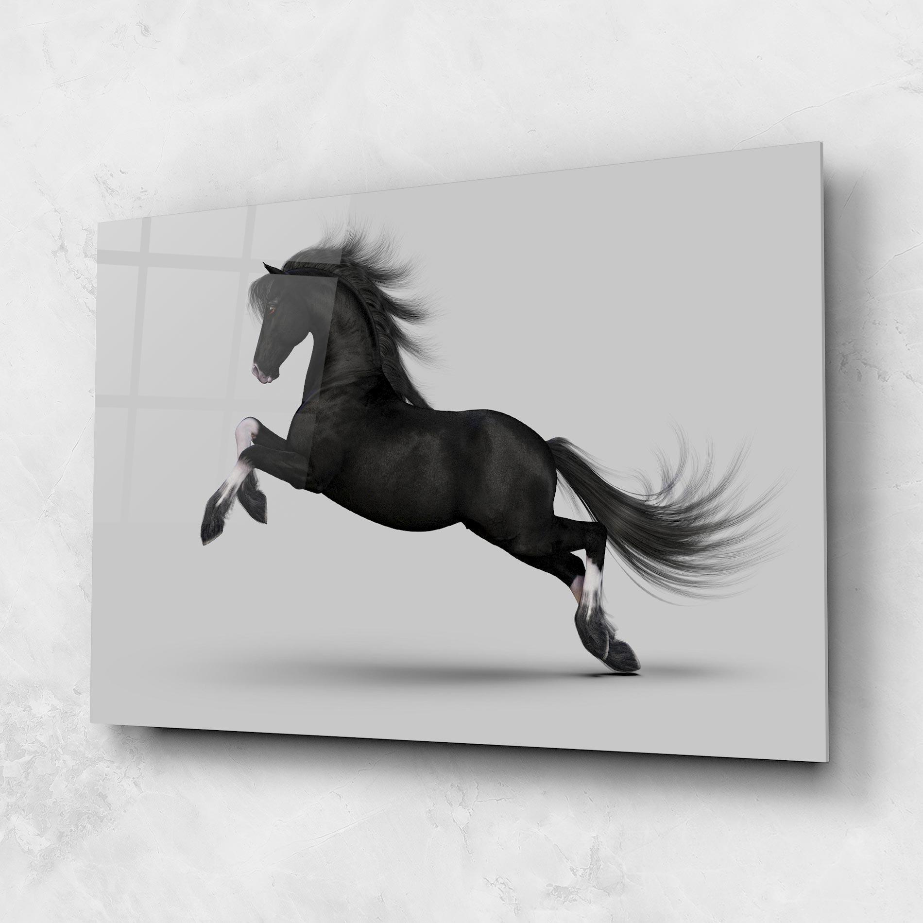 Üvegkép Black Horse Galloping mockup 1