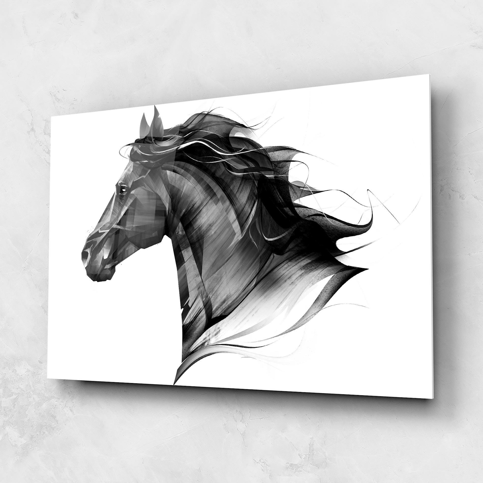 Üvegkép Black Portrait Horse mockup 1