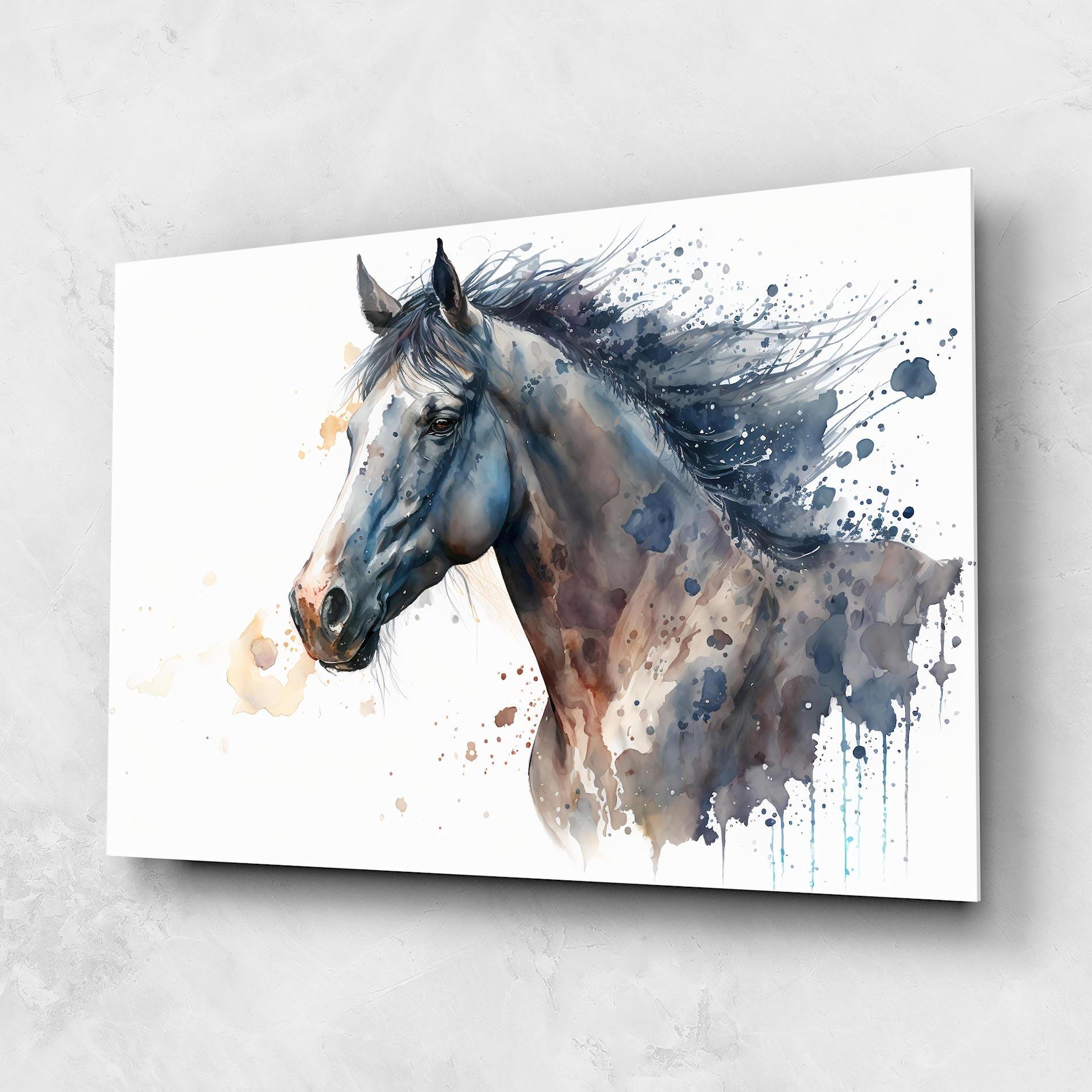 Üvegkép Blue Horse Painting mockup 1