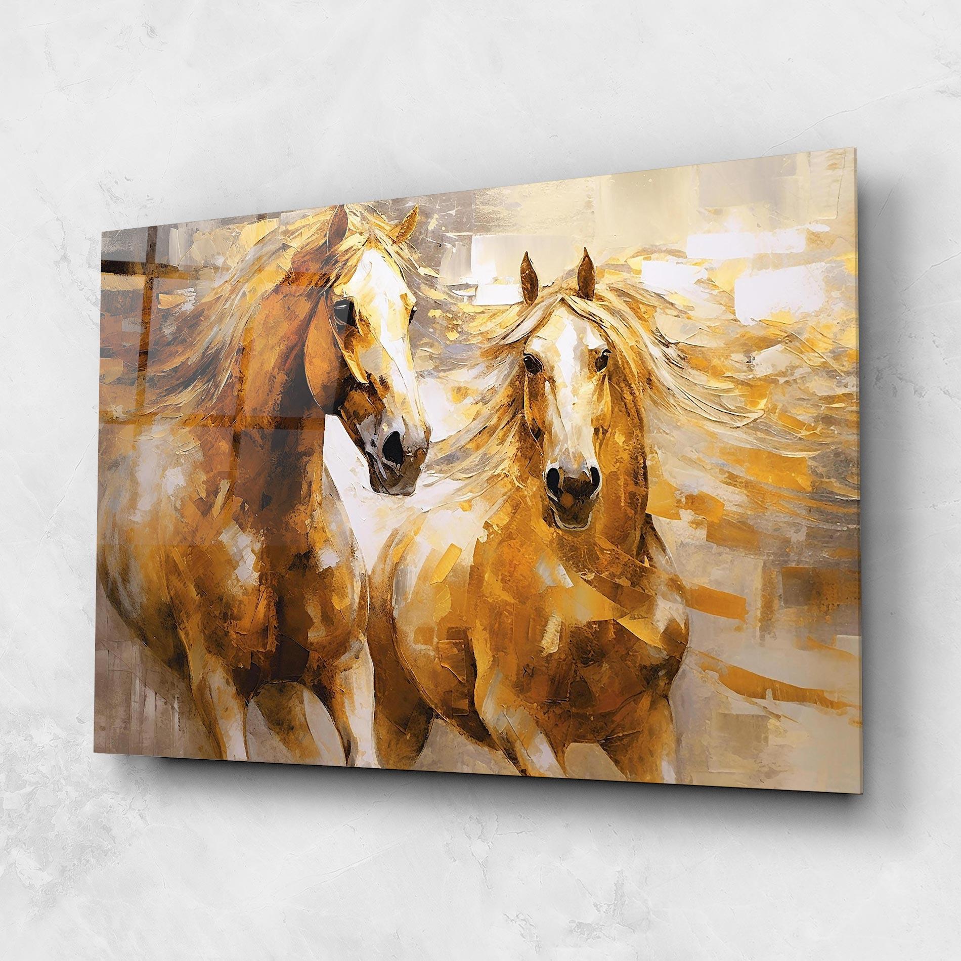 Üvegkép Golden Brown Horses mockup 1
