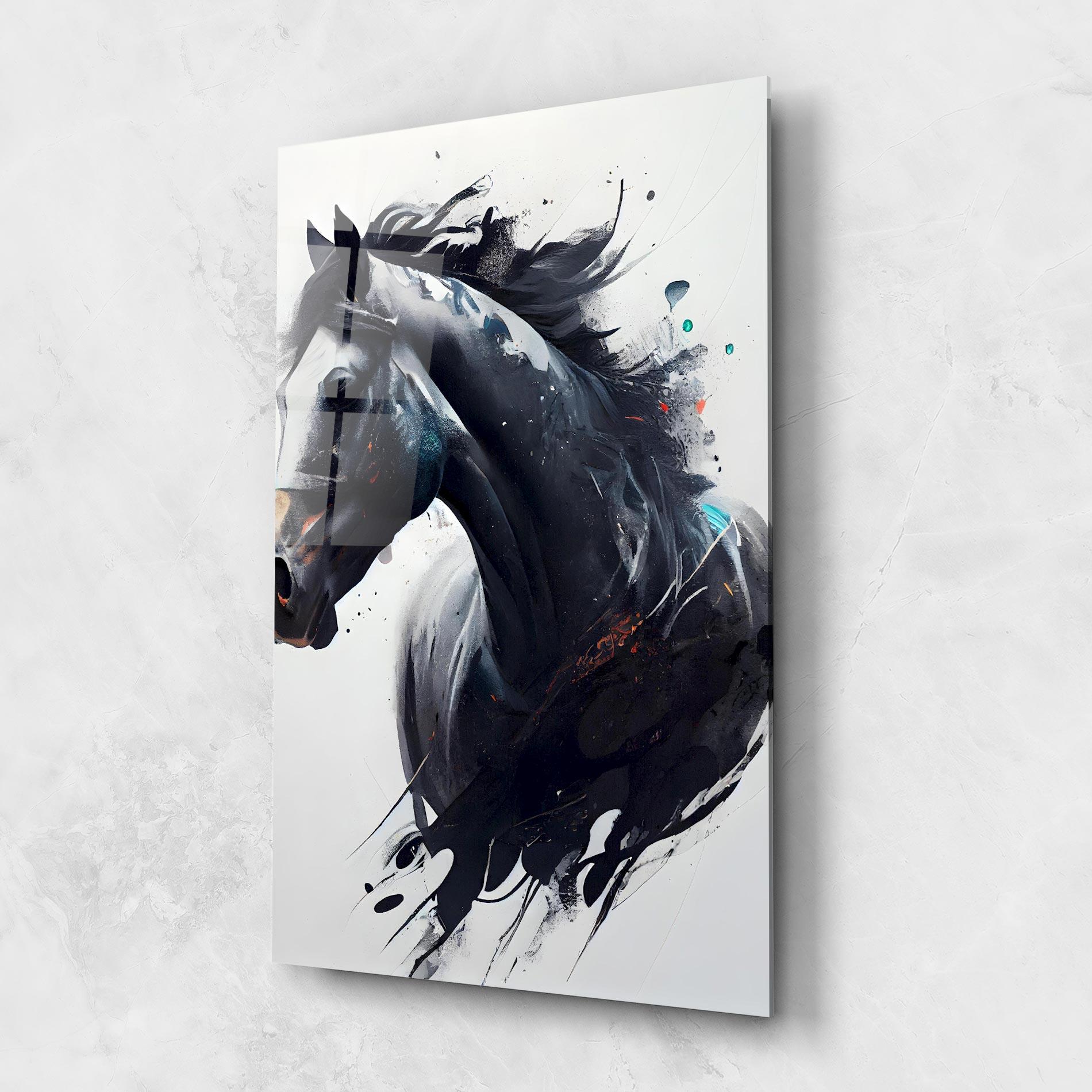Üvegkép Black Paint Horse mockup 1