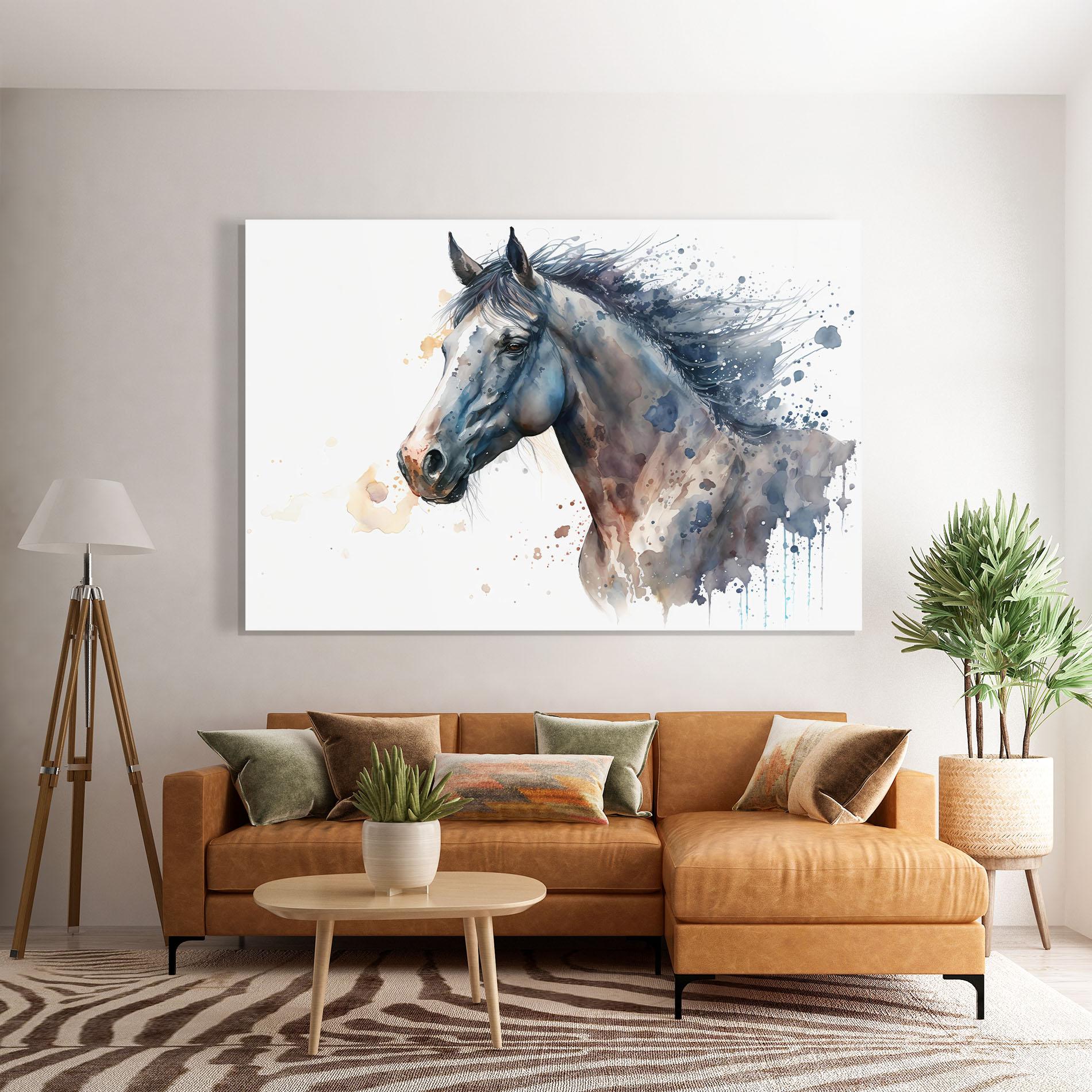 Üvegkép Blue Horse Painting mockup 7