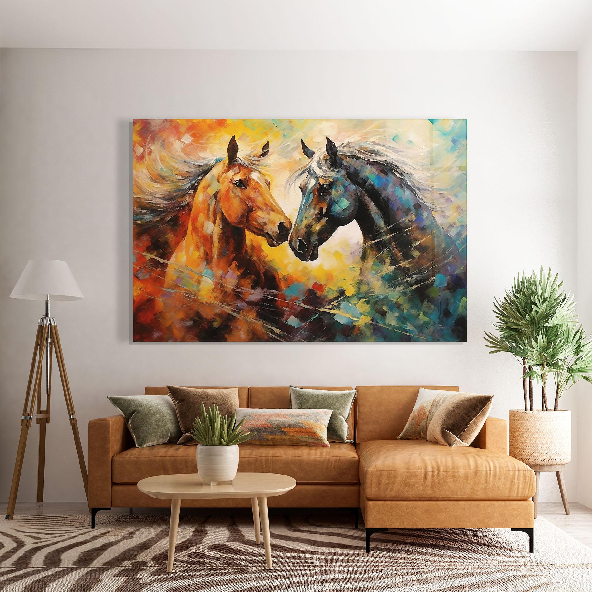 Üvegkép Brown Black Horses mockup 7