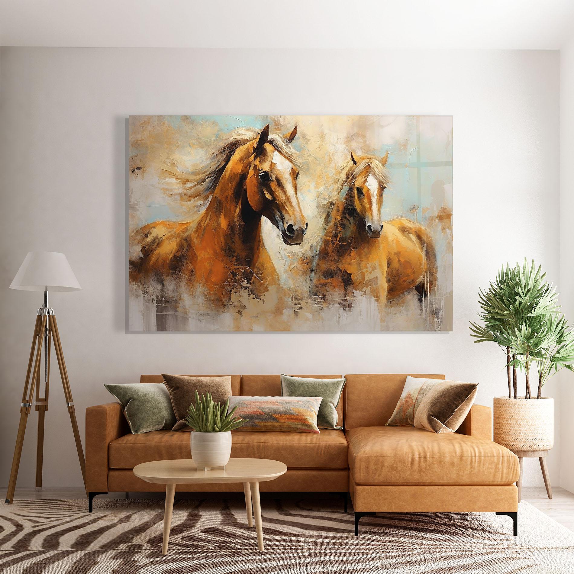 Üvegkép Brown Horses Staying mockup 7