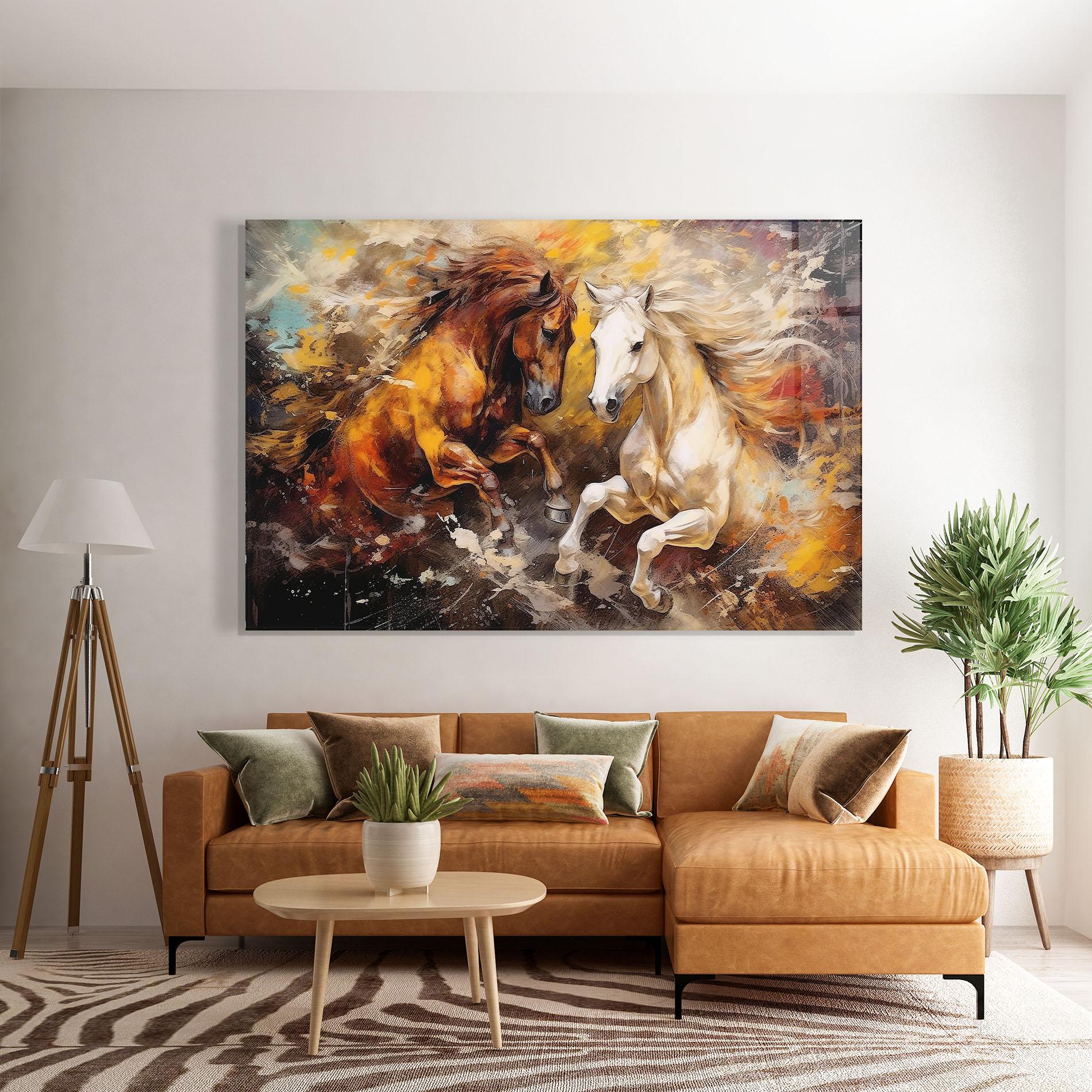 Üvegkép Brown White Horses mockup 7