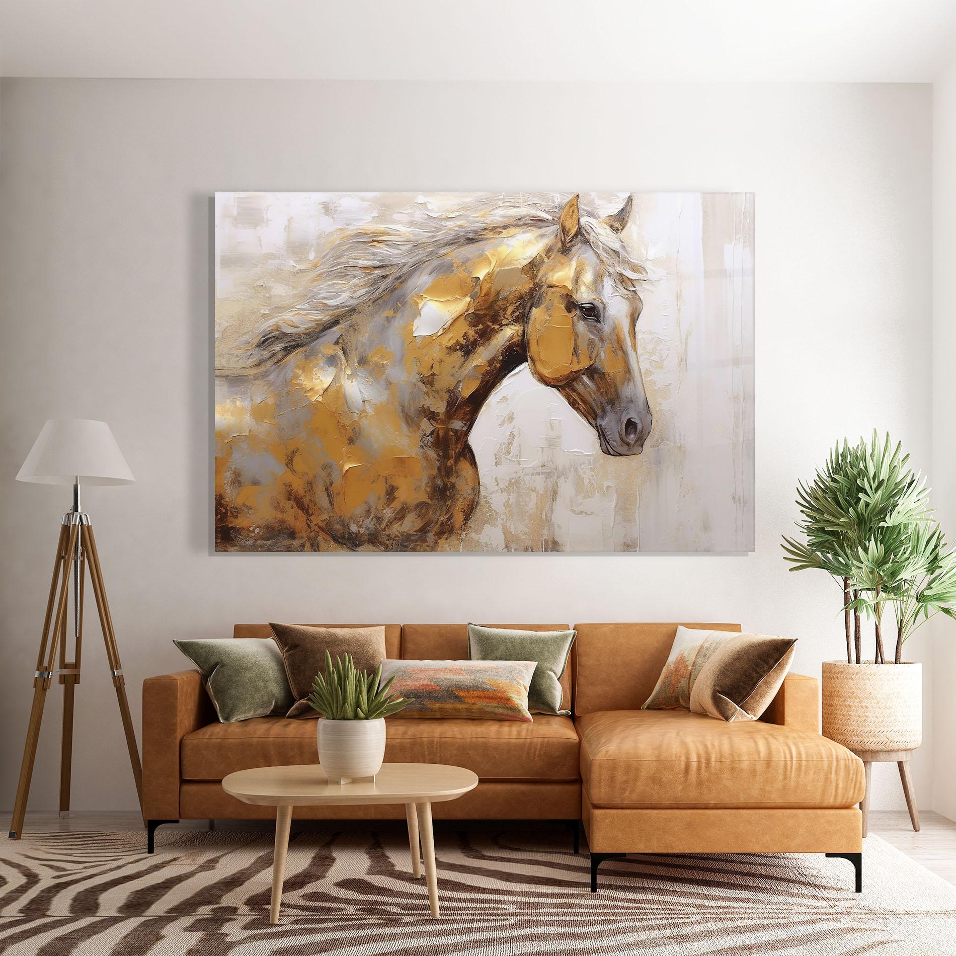 Üvegkép Gold Texture Horse mockup 7