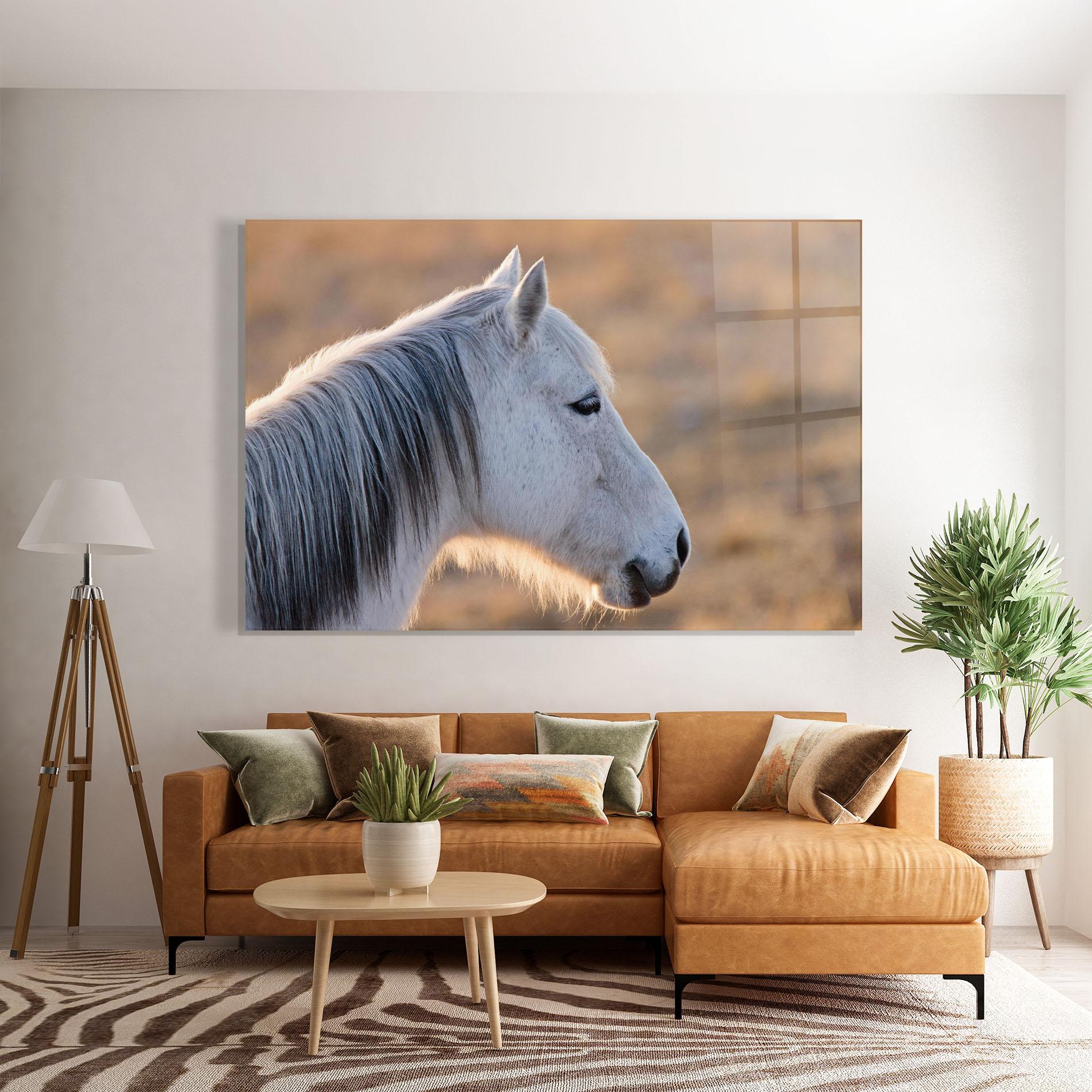 Üvegkép Light Gray Horse Looking mockup 7