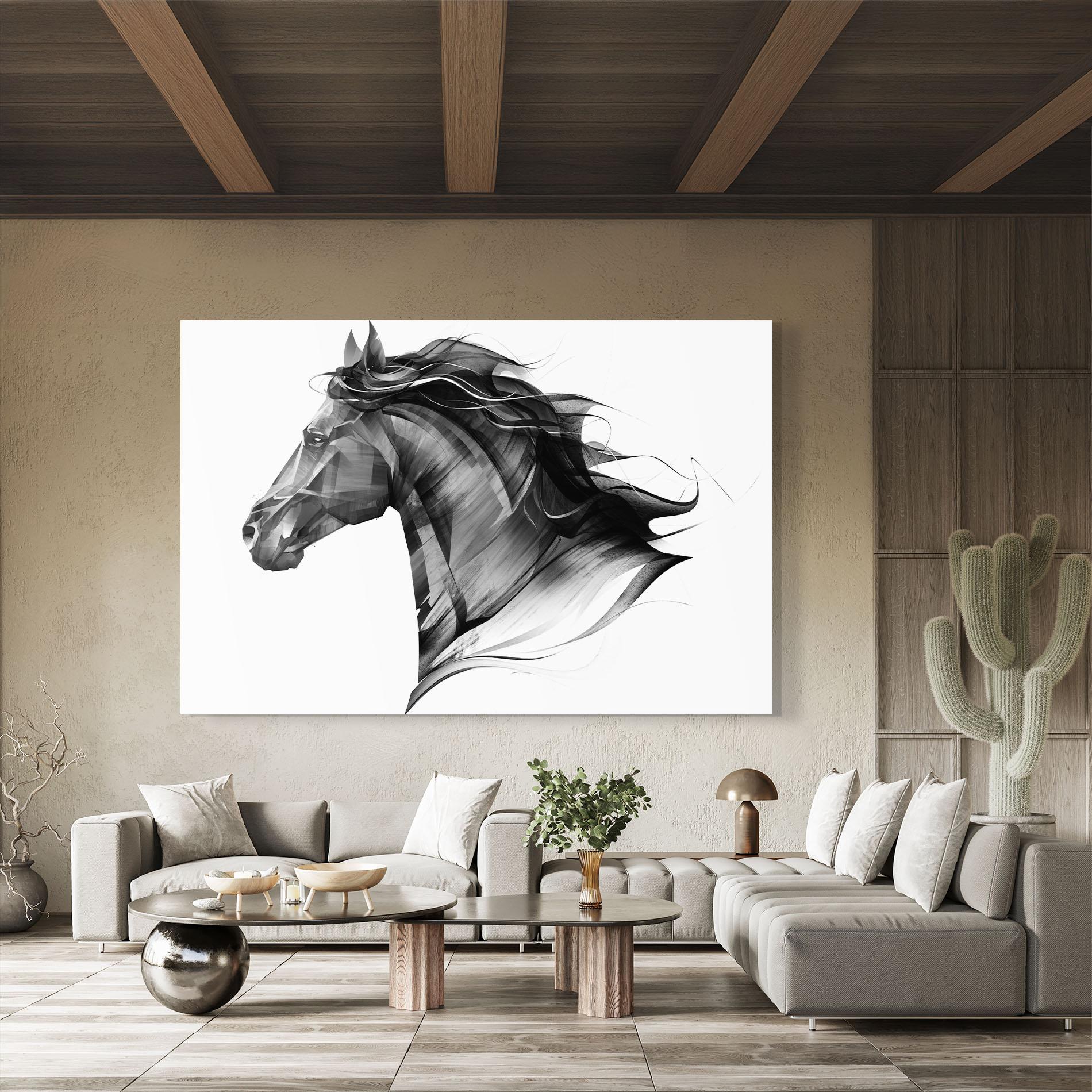 Üvegkép Black Portrait Horse mockup 8