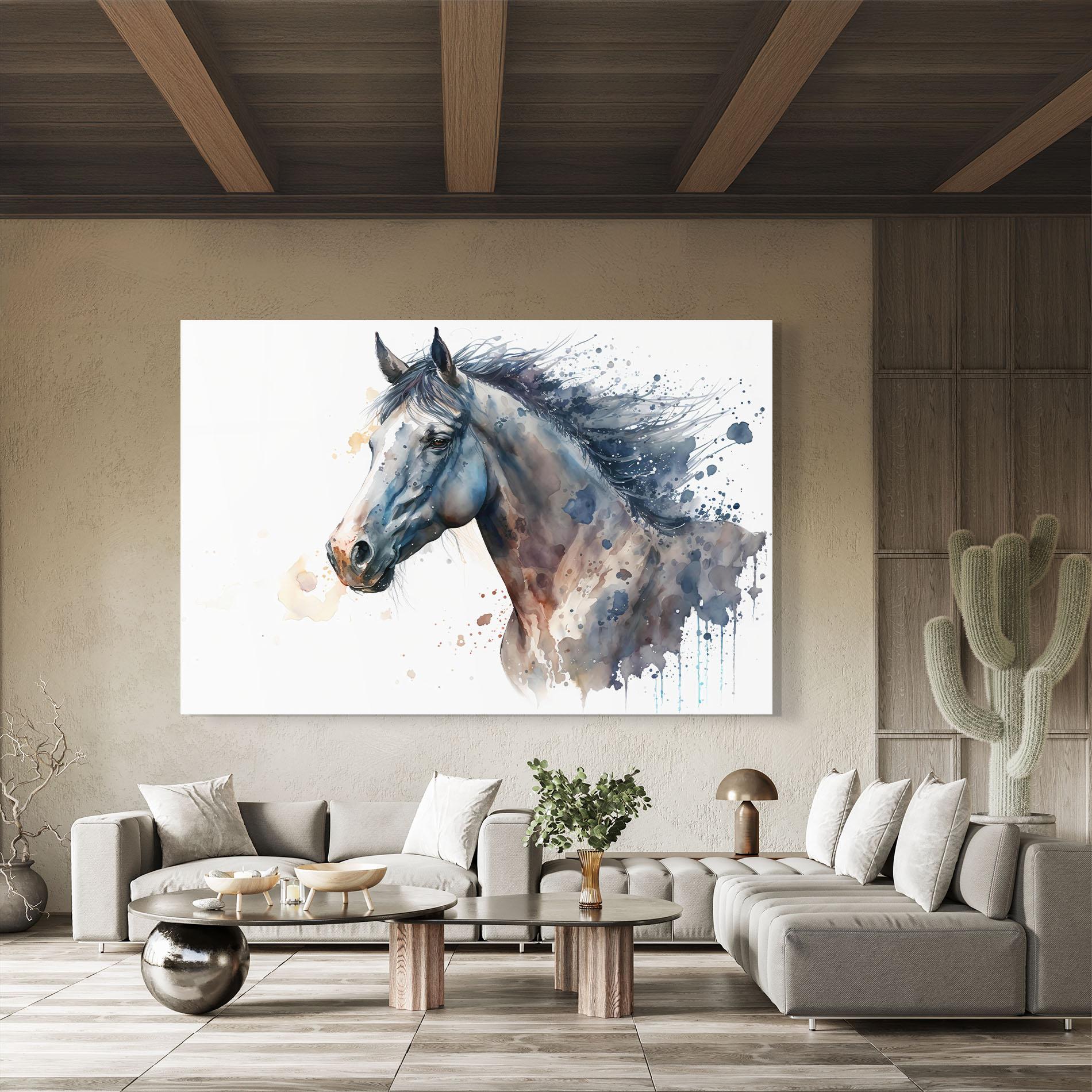 Üvegkép Blue Horse Painting mockup 8