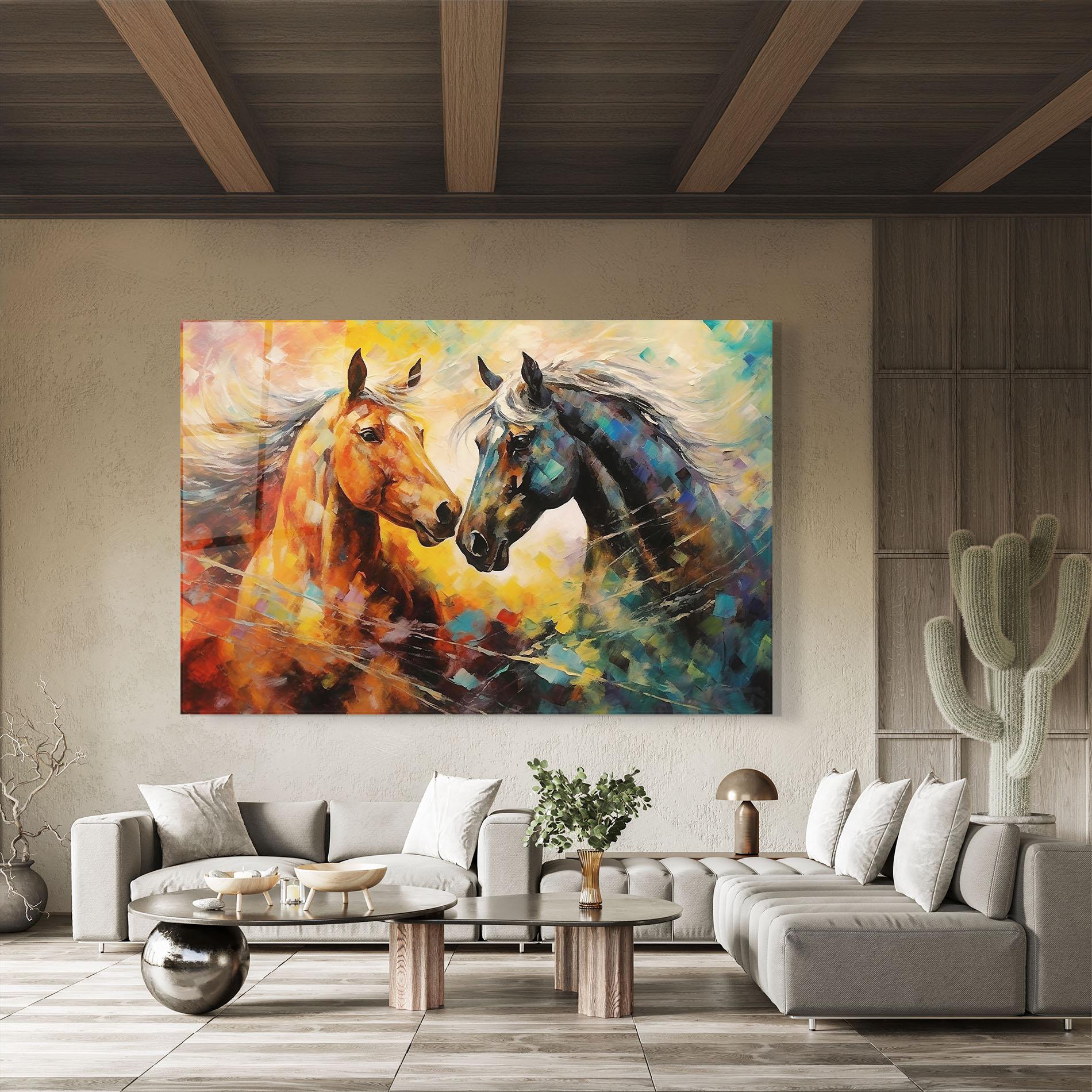 Üvegkép Brown Black Horses mockup 8