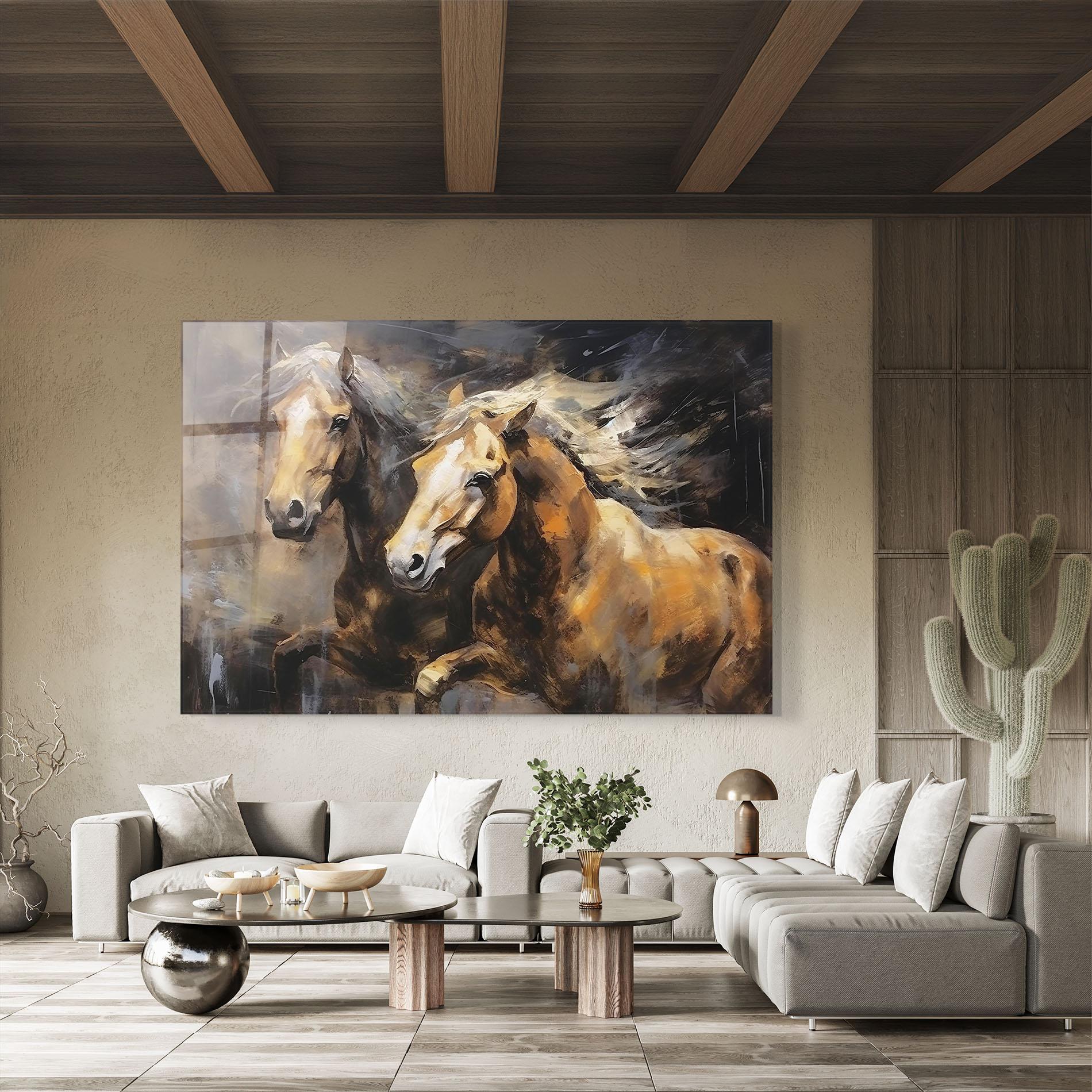 Üvegkép Brown Horses Running mockup 8