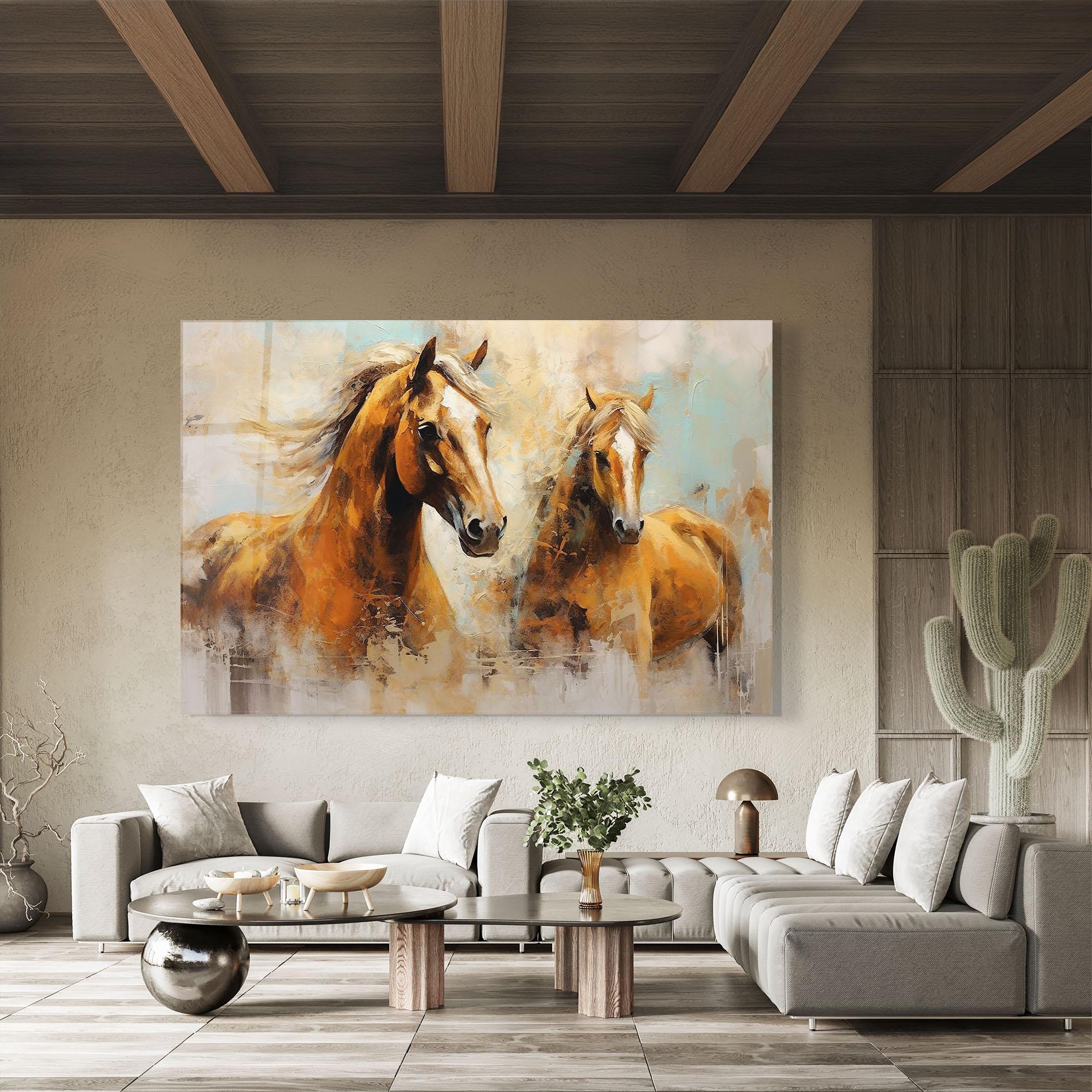 Üvegkép Brown Horses Staying mockup 8
